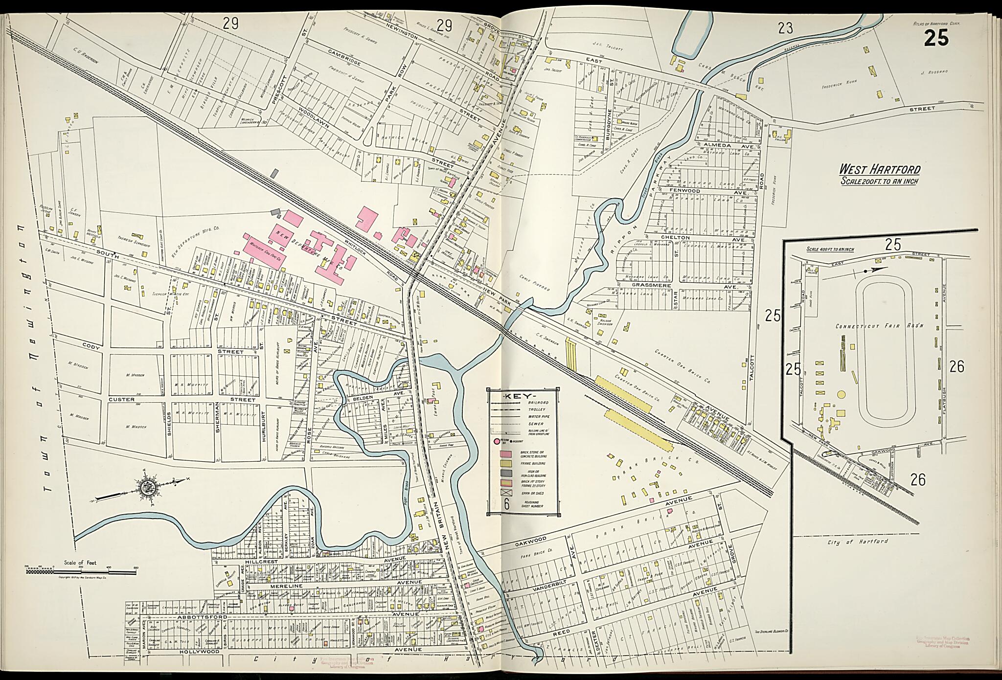 This old map of West Hartford, Hartford County, Connecticut was created by Sanborn Map Company in 1917