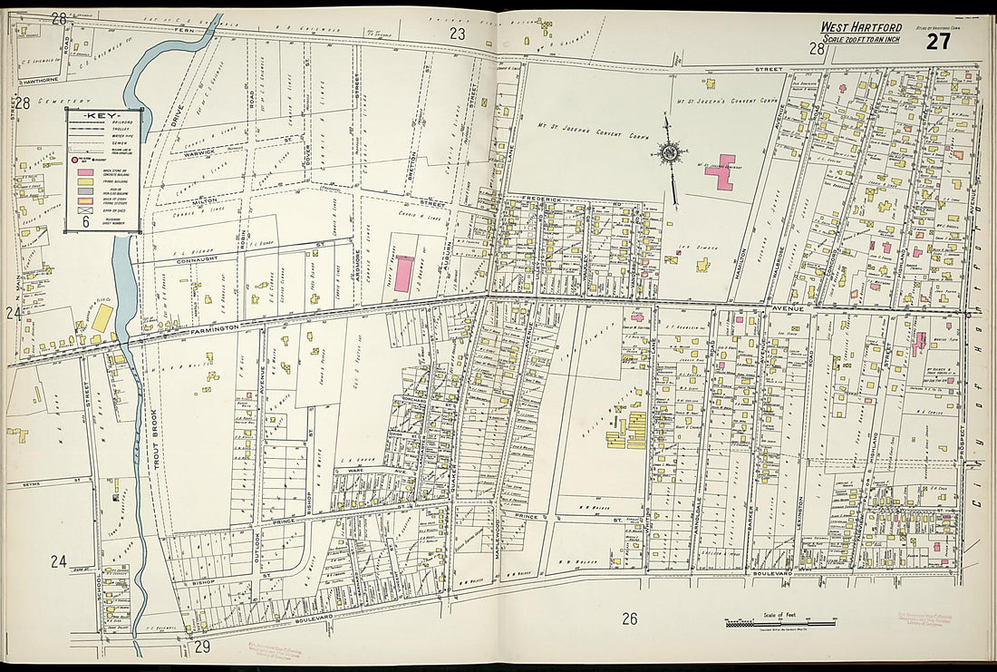 This old map of West Hartford, Hartford County, Connecticut was created by Sanborn Map Company in 1917