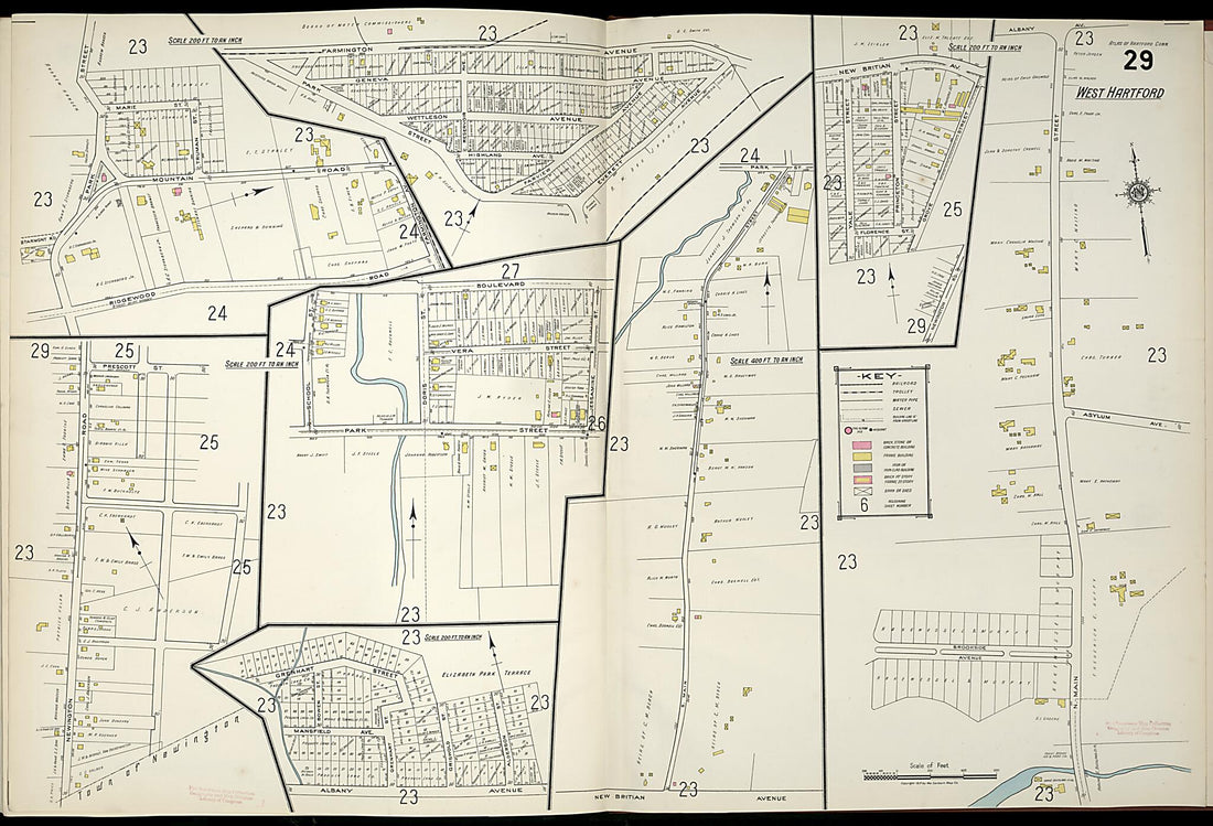 This old map of West Hartford, Hartford County, Connecticut was created by Sanborn Map Company in 1917