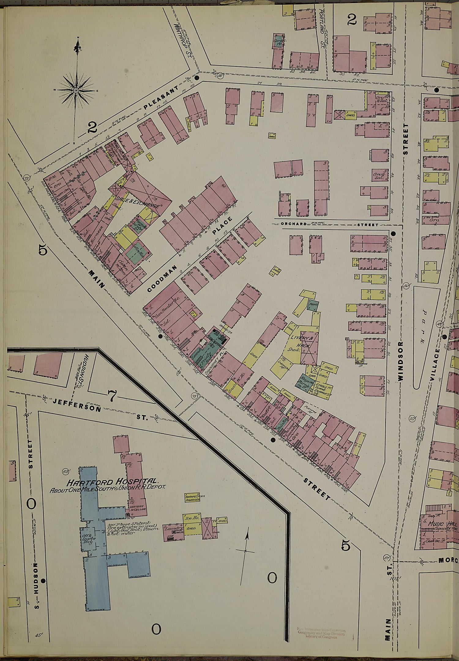 This old map of Hartford, Hartford County, Connecticut was created by Sanborn Map Company in 1885