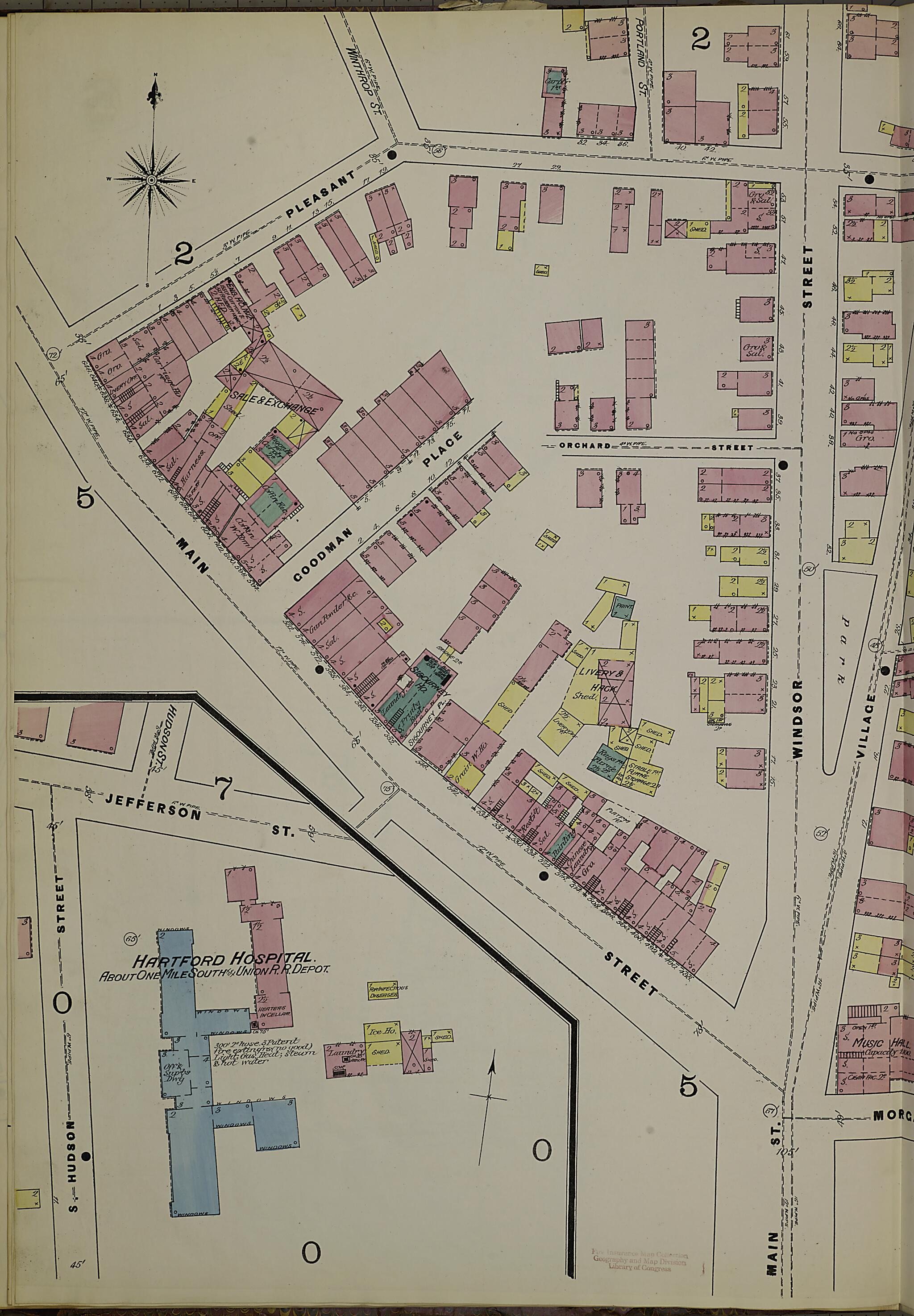 This old map of Hartford, Hartford County, Connecticut was created by Sanborn Map Company in 1885