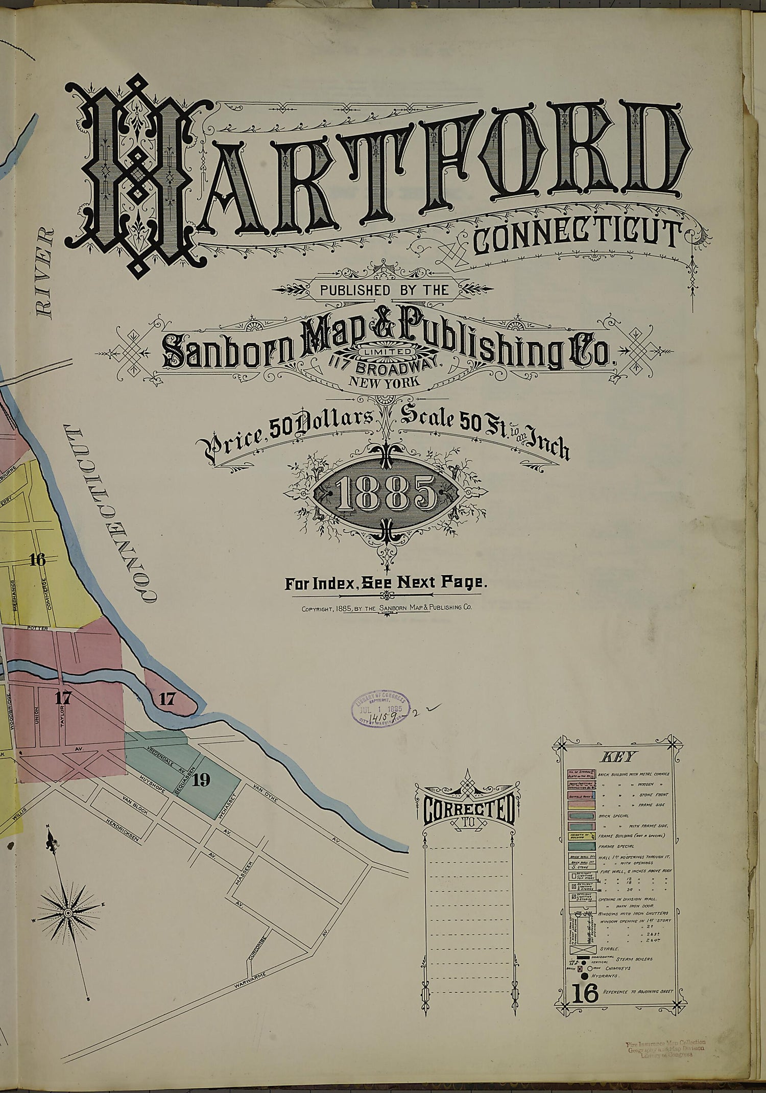 This old map of Hartford, Hartford County, Connecticut was created by Sanborn Map Company in 1885