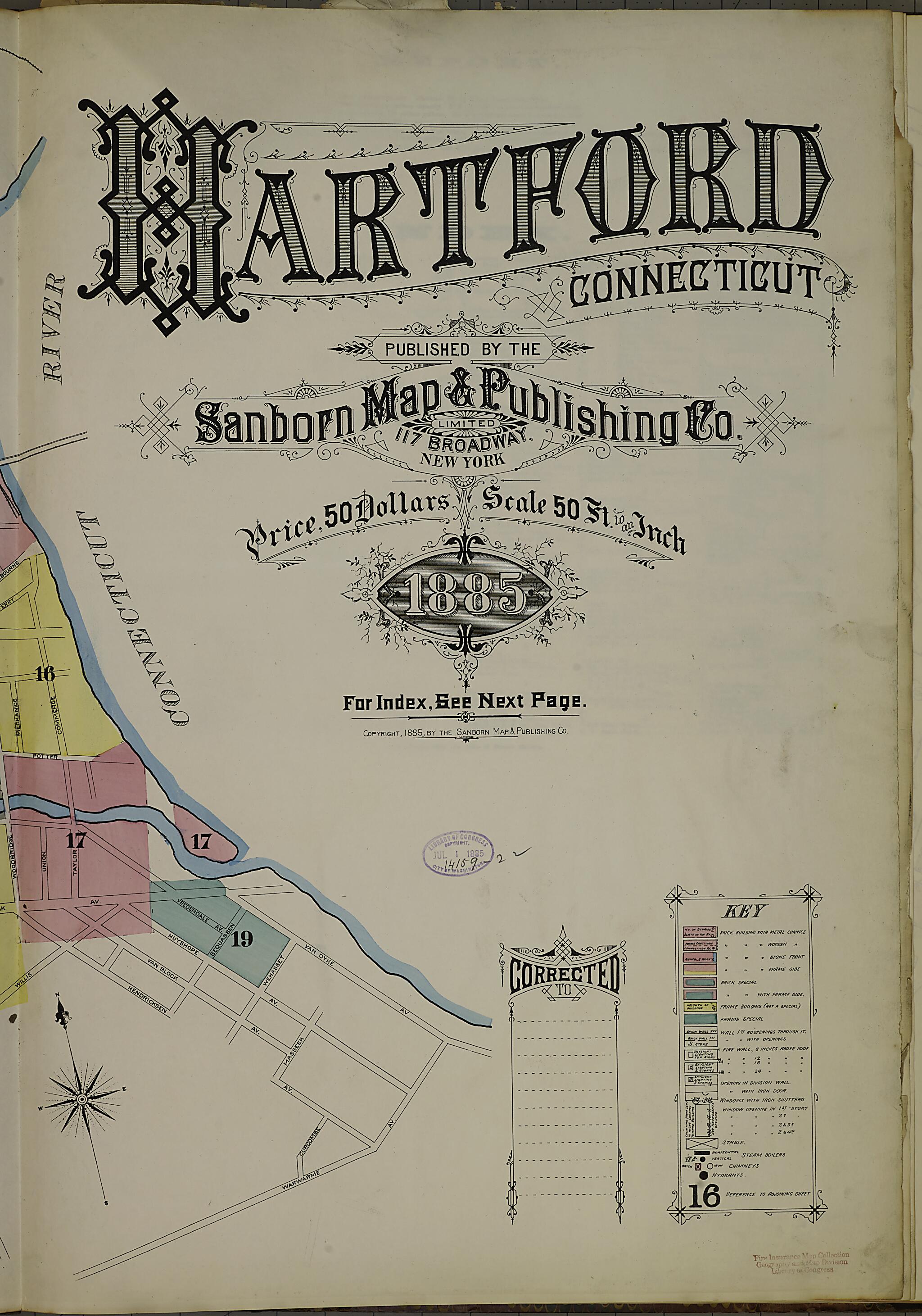 This old map of Hartford, Hartford County, Connecticut was created by Sanborn Map Company in 1885