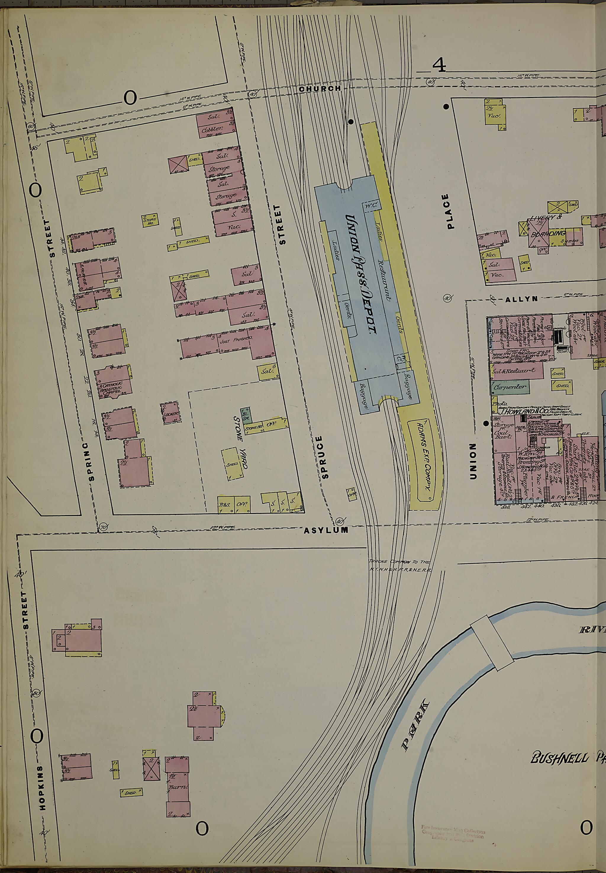 This old map of Hartford, Hartford County, Connecticut was created by Sanborn Map Company in 1885