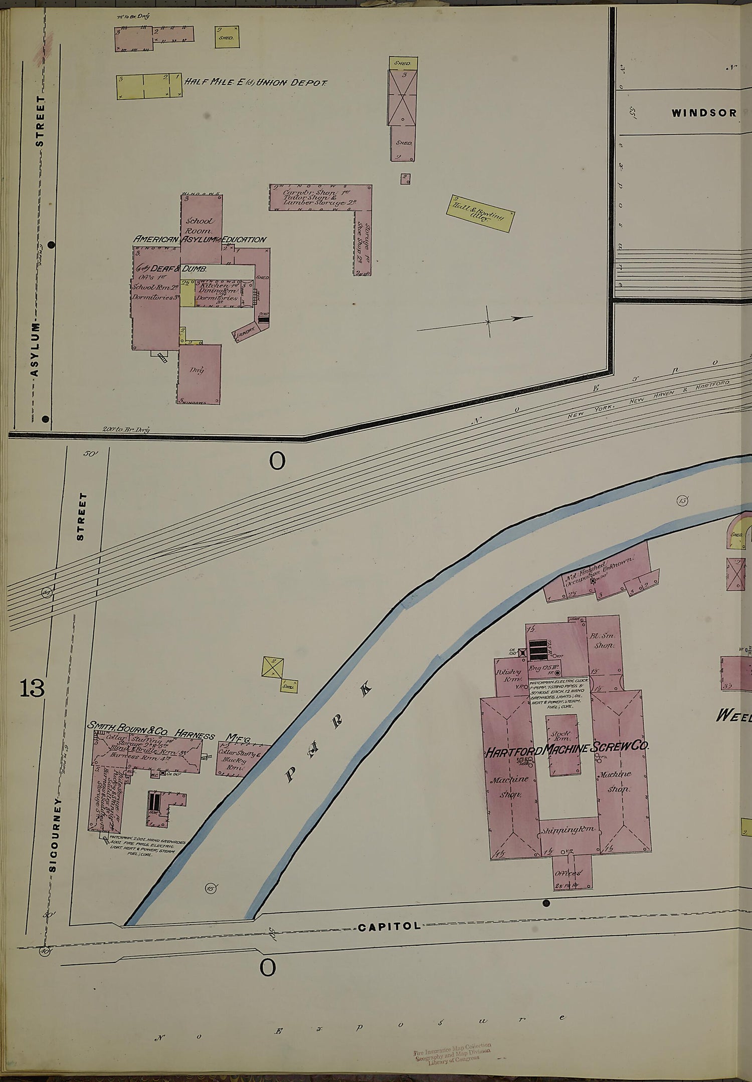 This old map of Hartford, Hartford County, Connecticut was created by Sanborn Map Company in 1885