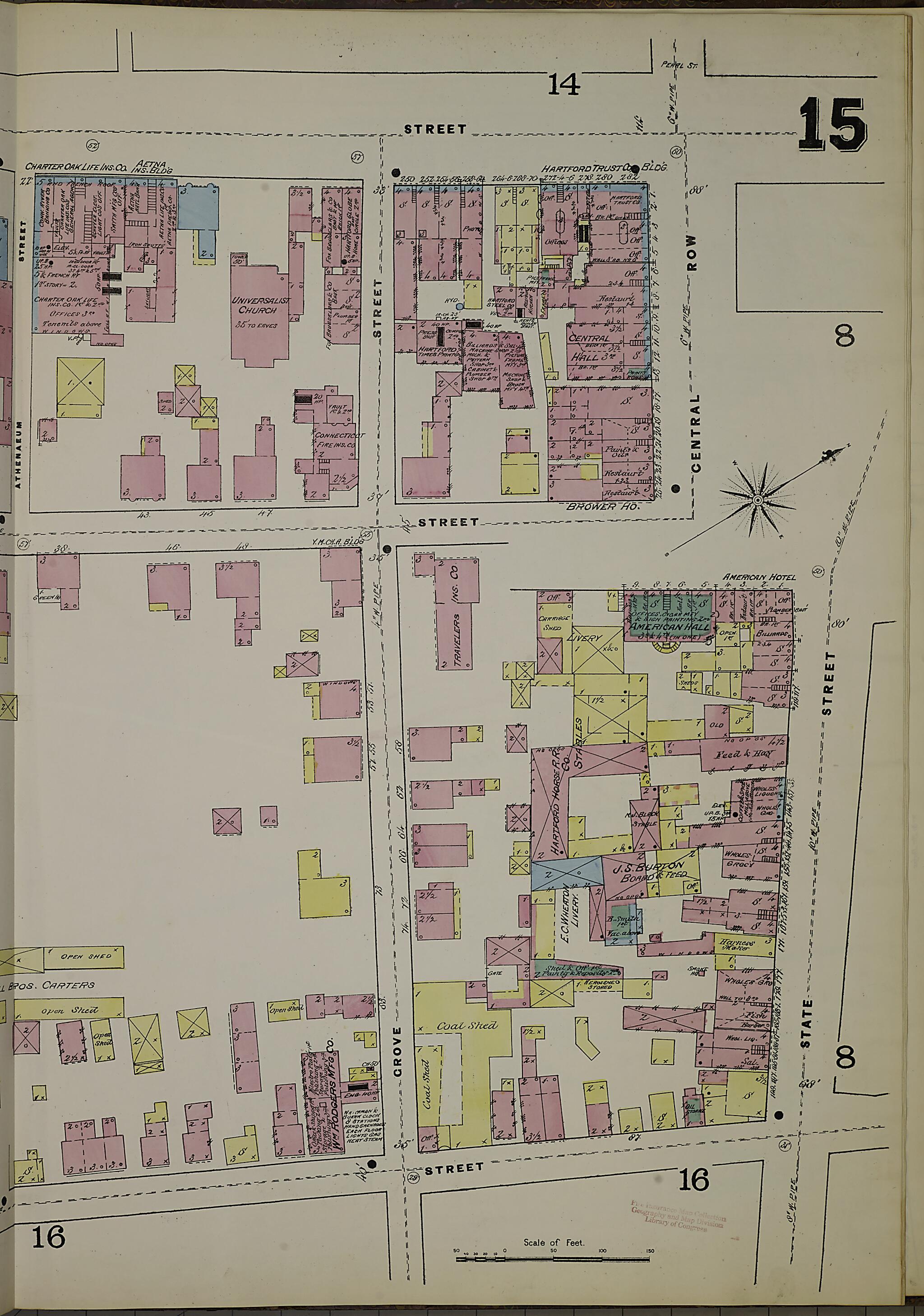 This old map of Hartford, Hartford County, Connecticut was created by Sanborn Map Company in 1885