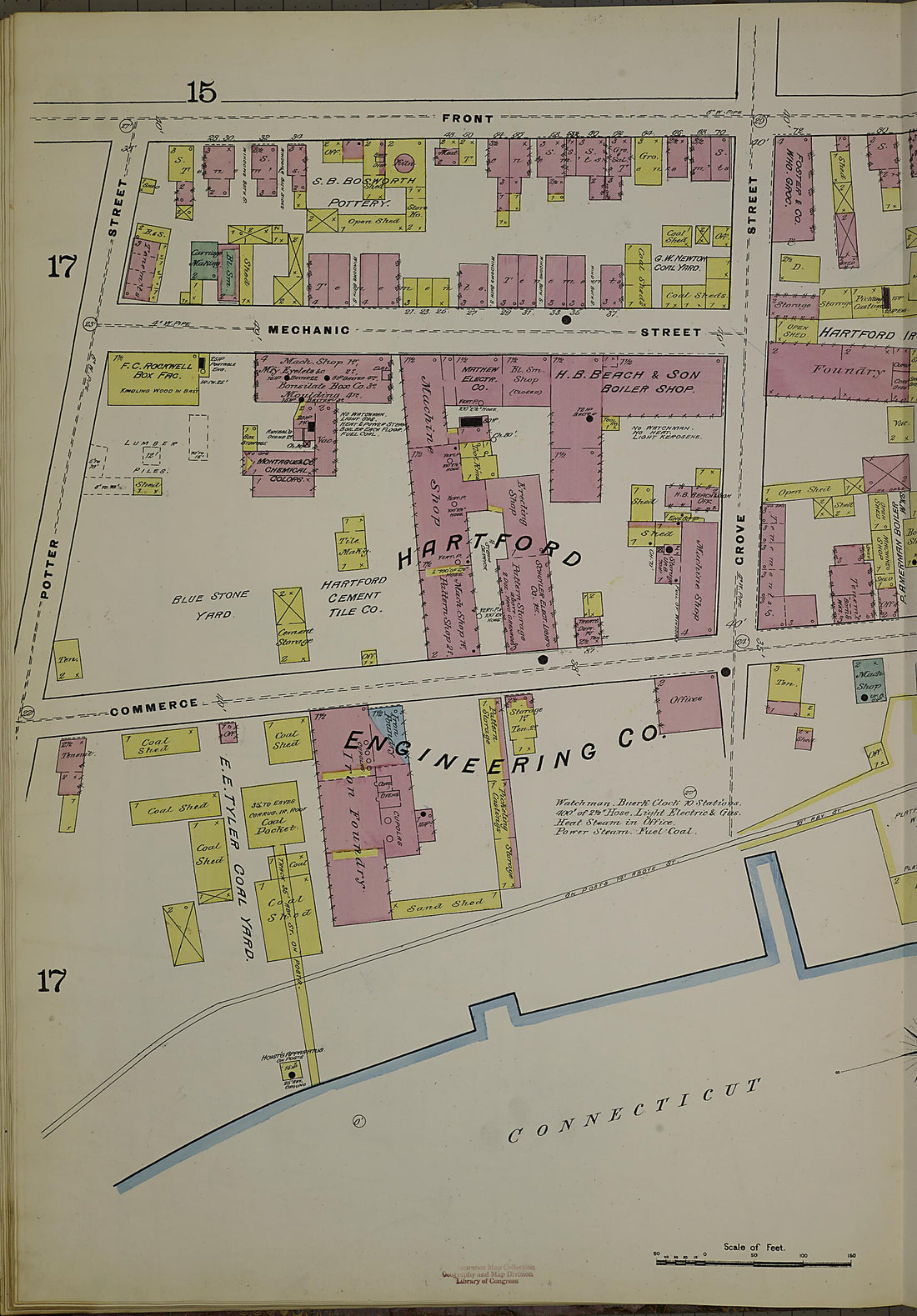 This old map of Hartford, Hartford County, Connecticut was created by Sanborn Map Company in 1885