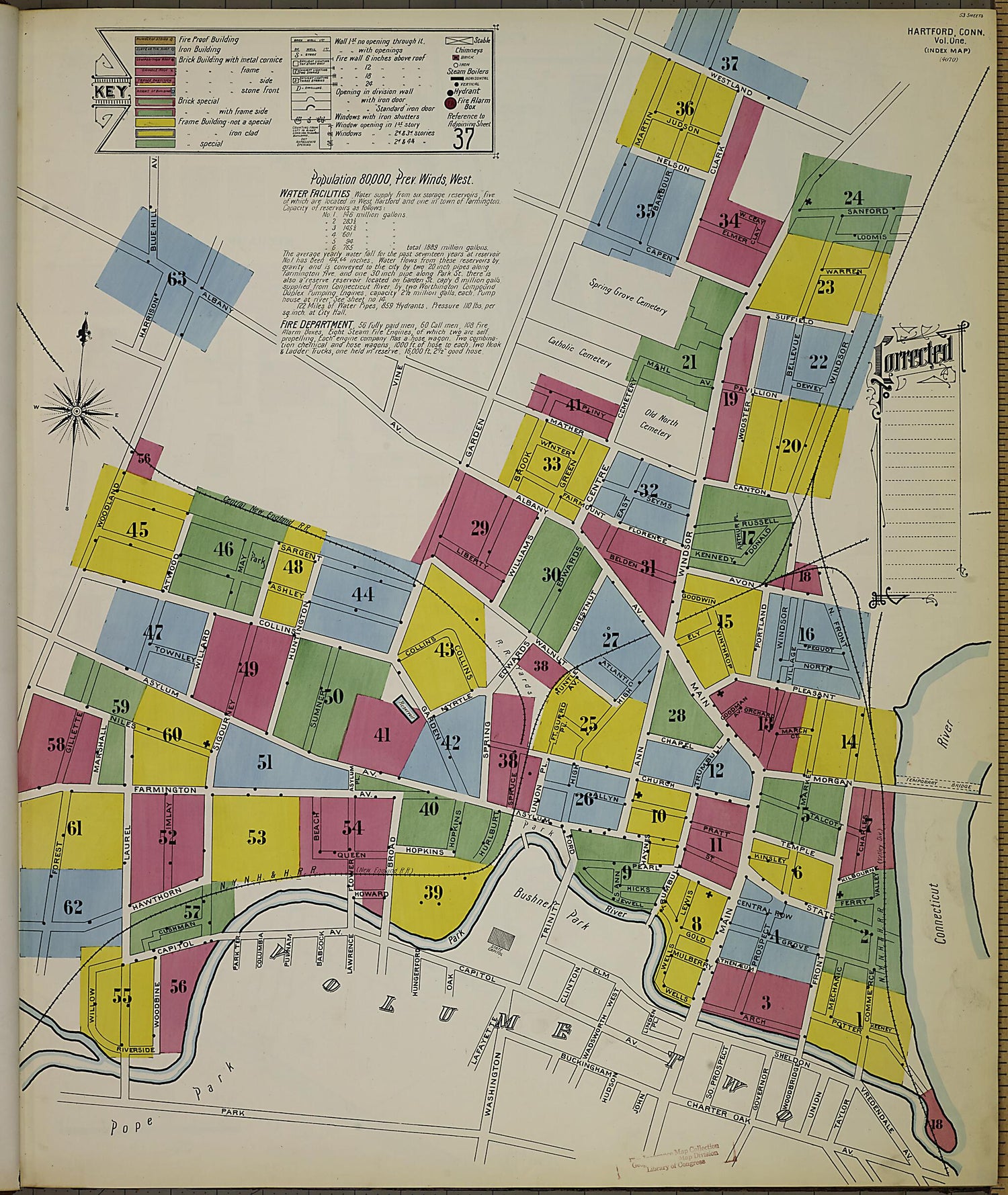 This old map of Hartford, Hartford County, Connecticut was created by Sanborn Map Company in 1900
