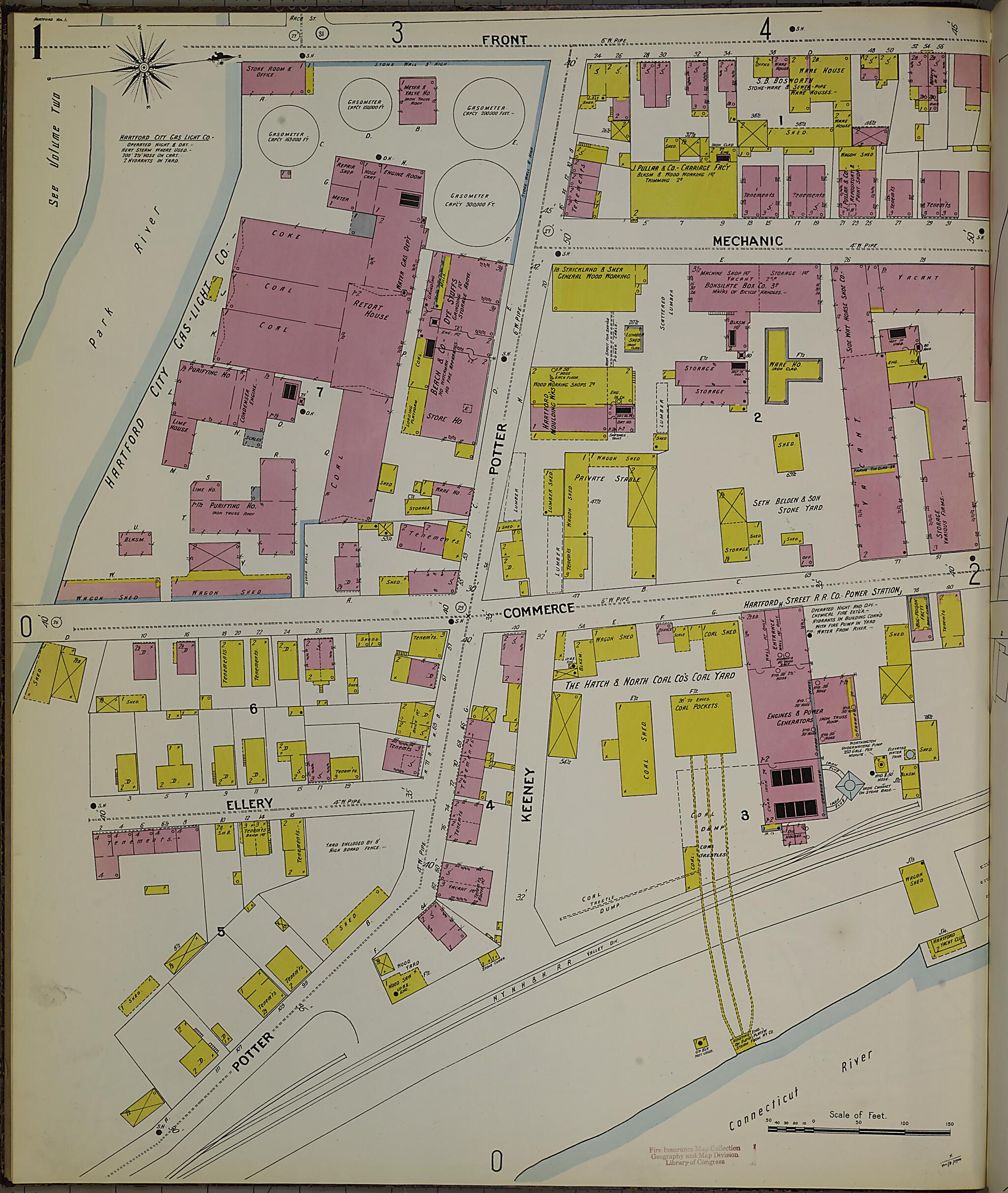 This old map of Hartford, Hartford County, Connecticut was created by Sanborn Map Company in 1900
