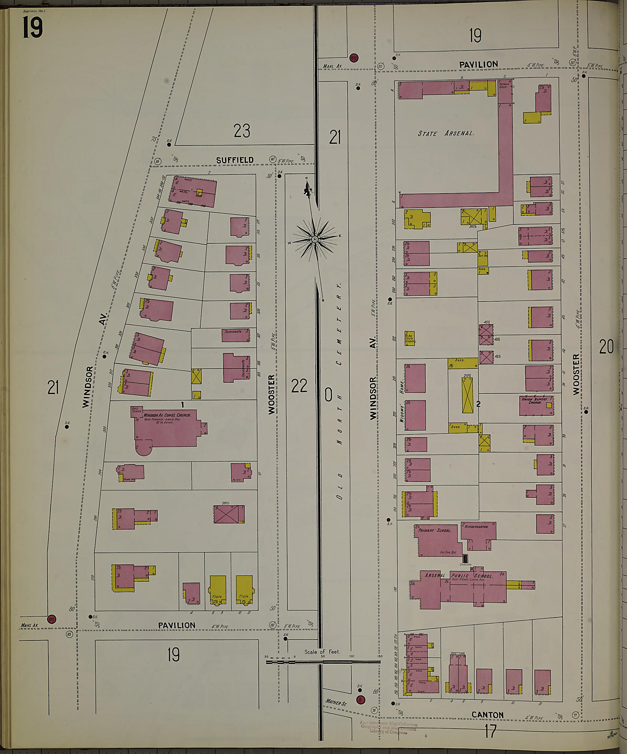 This old map of Hartford, Hartford County, Connecticut was created by Sanborn Map Company in 1900