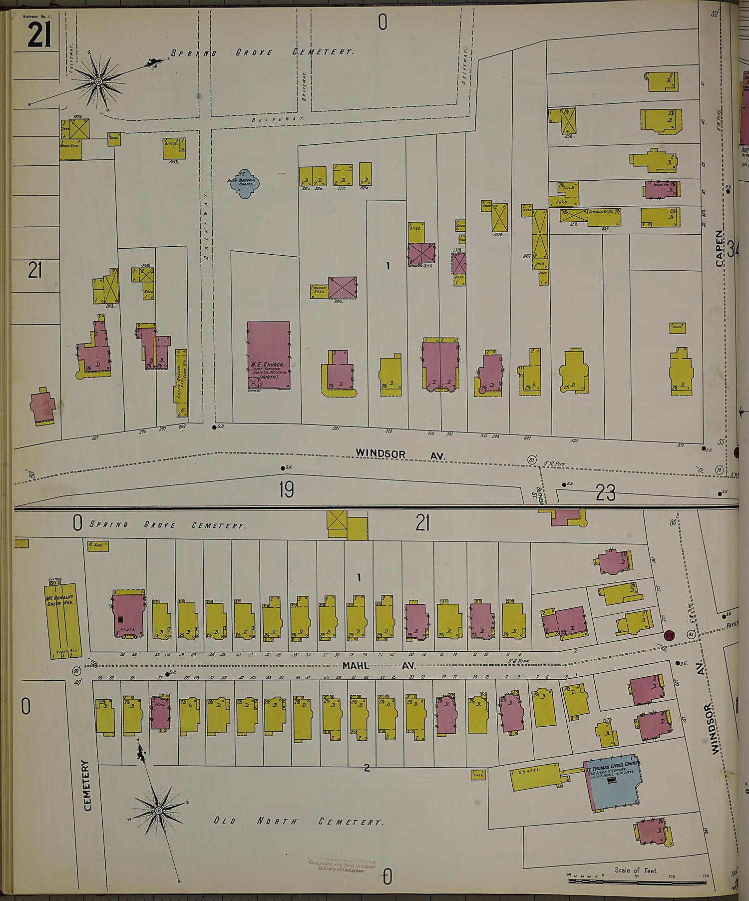 This old map of Hartford, Hartford County, Connecticut was created by Sanborn Map Company in 1900