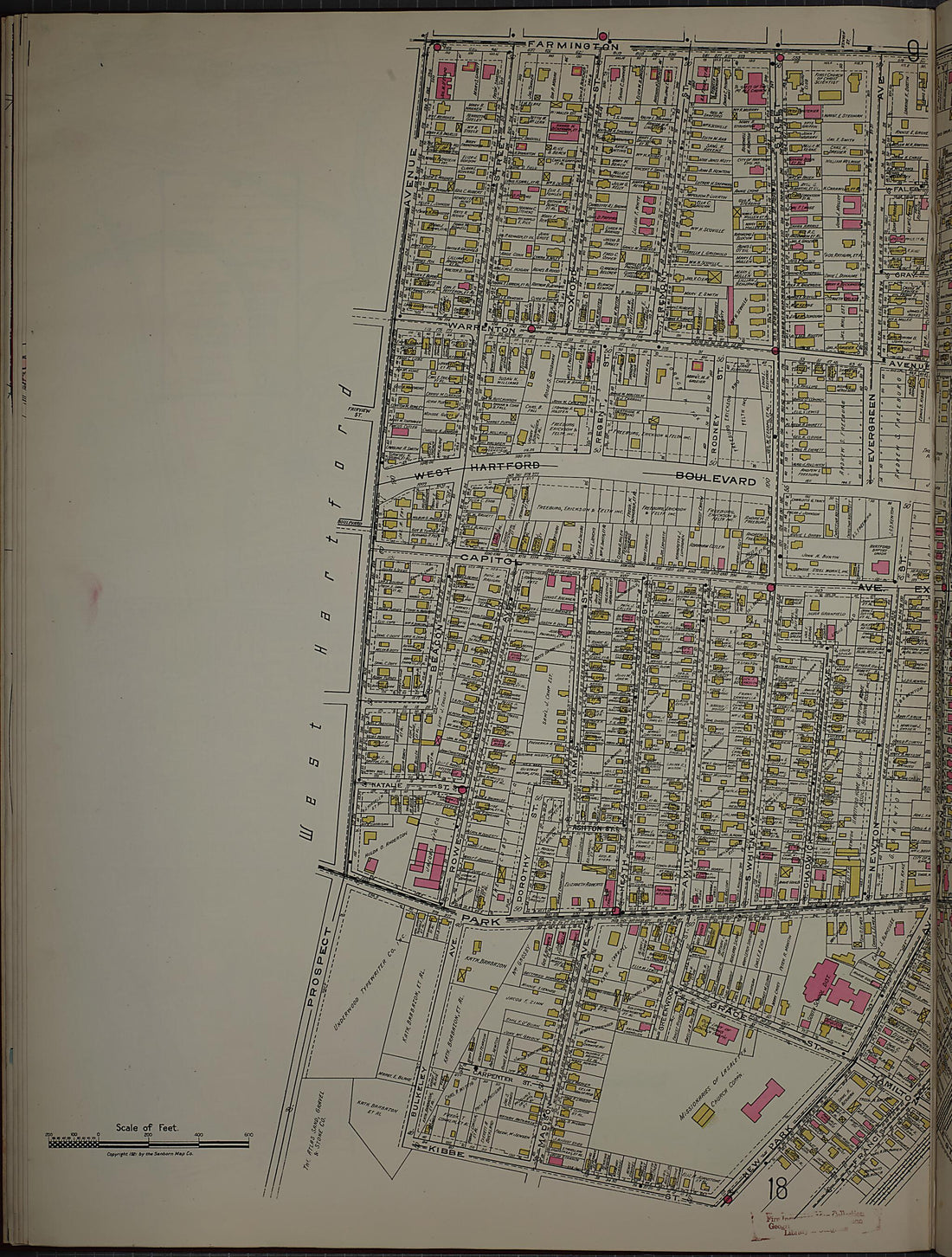 This old map of West Hartford, Hartford County, Connecticut was created by Sanborn Map Company in 1920