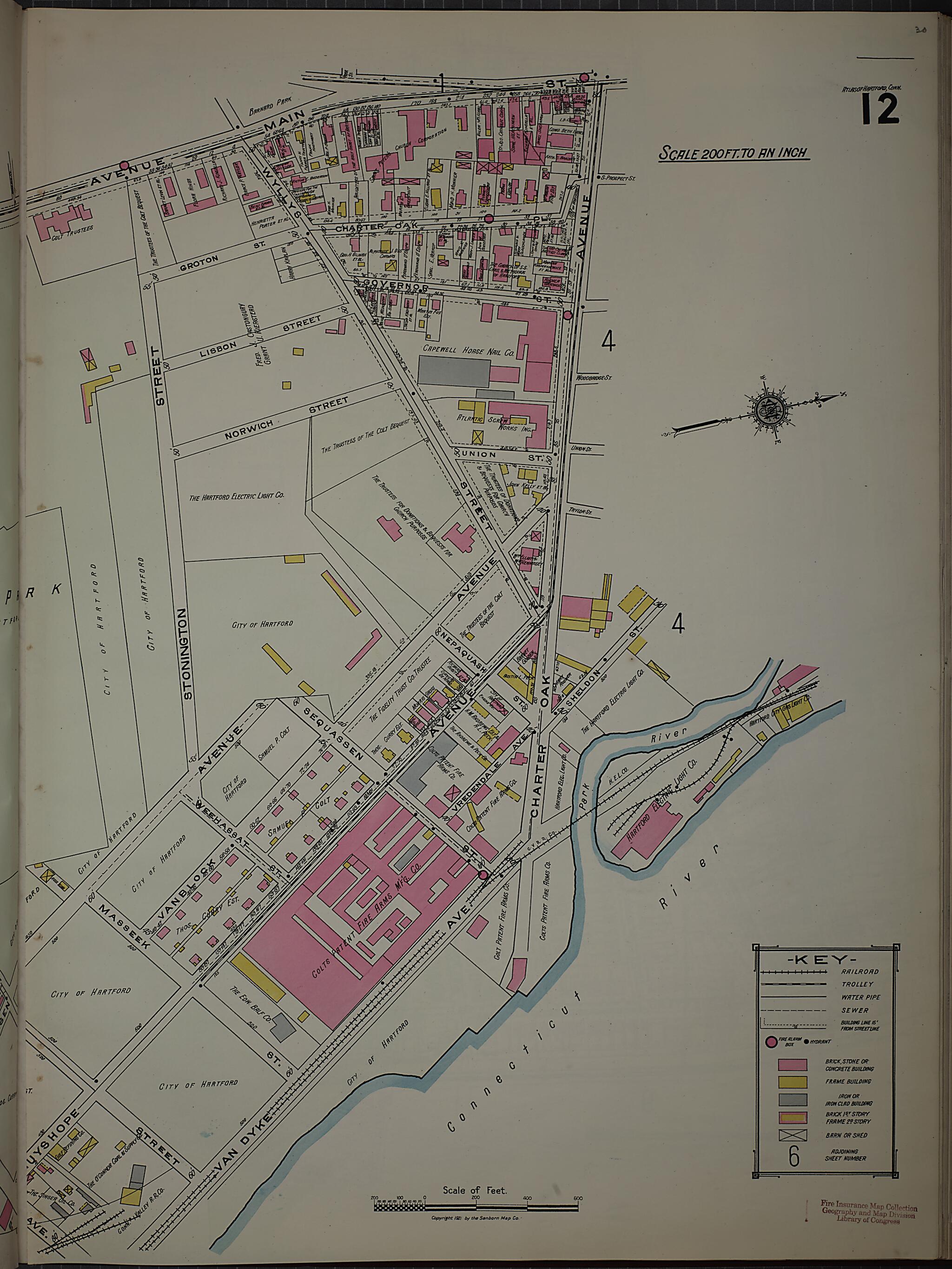This old map of West Hartford, Hartford County, Connecticut was created by Sanborn Map Company in 1920