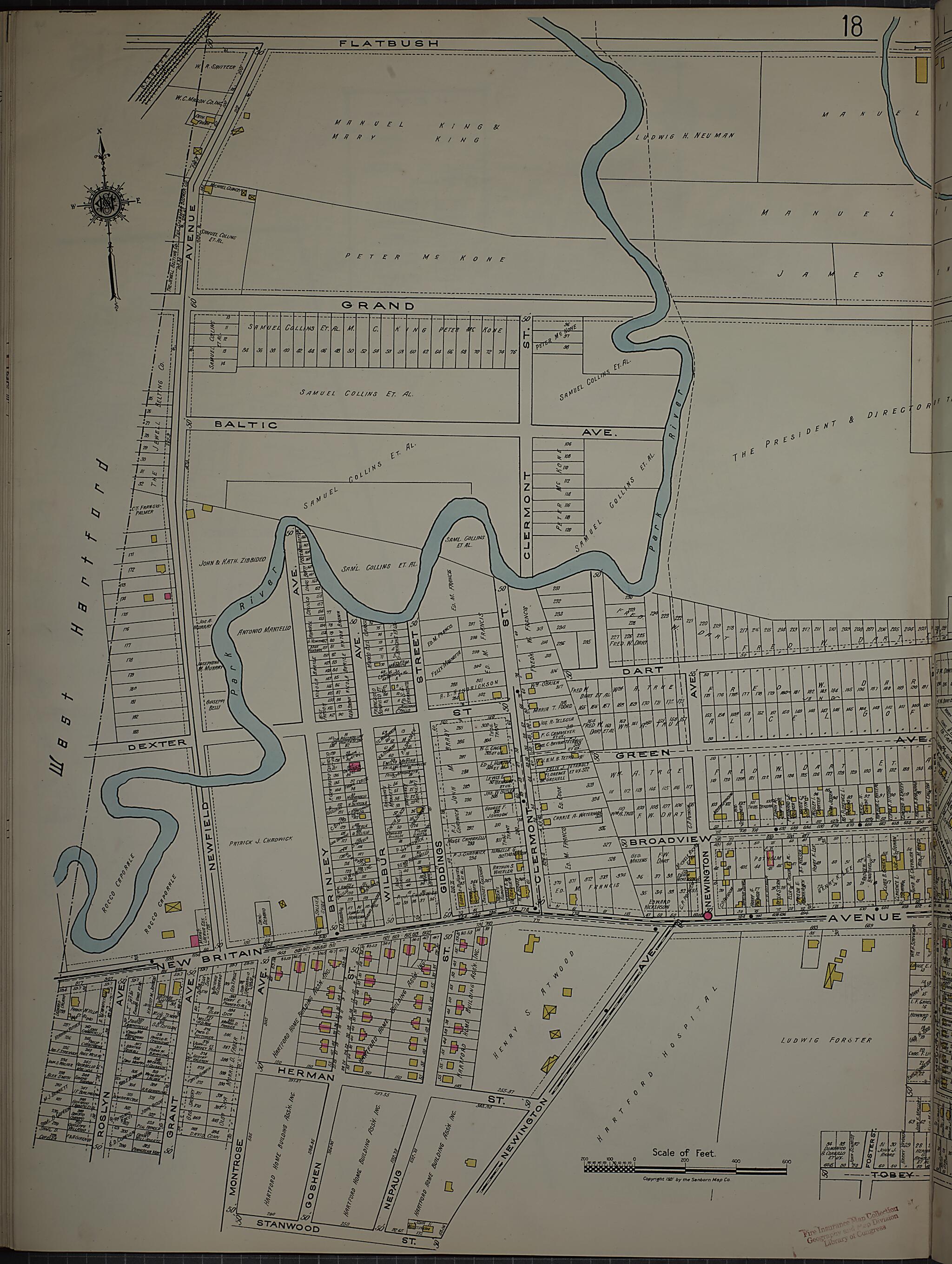 This old map of West Hartford, Hartford County, Connecticut was created by Sanborn Map Company in 1920
