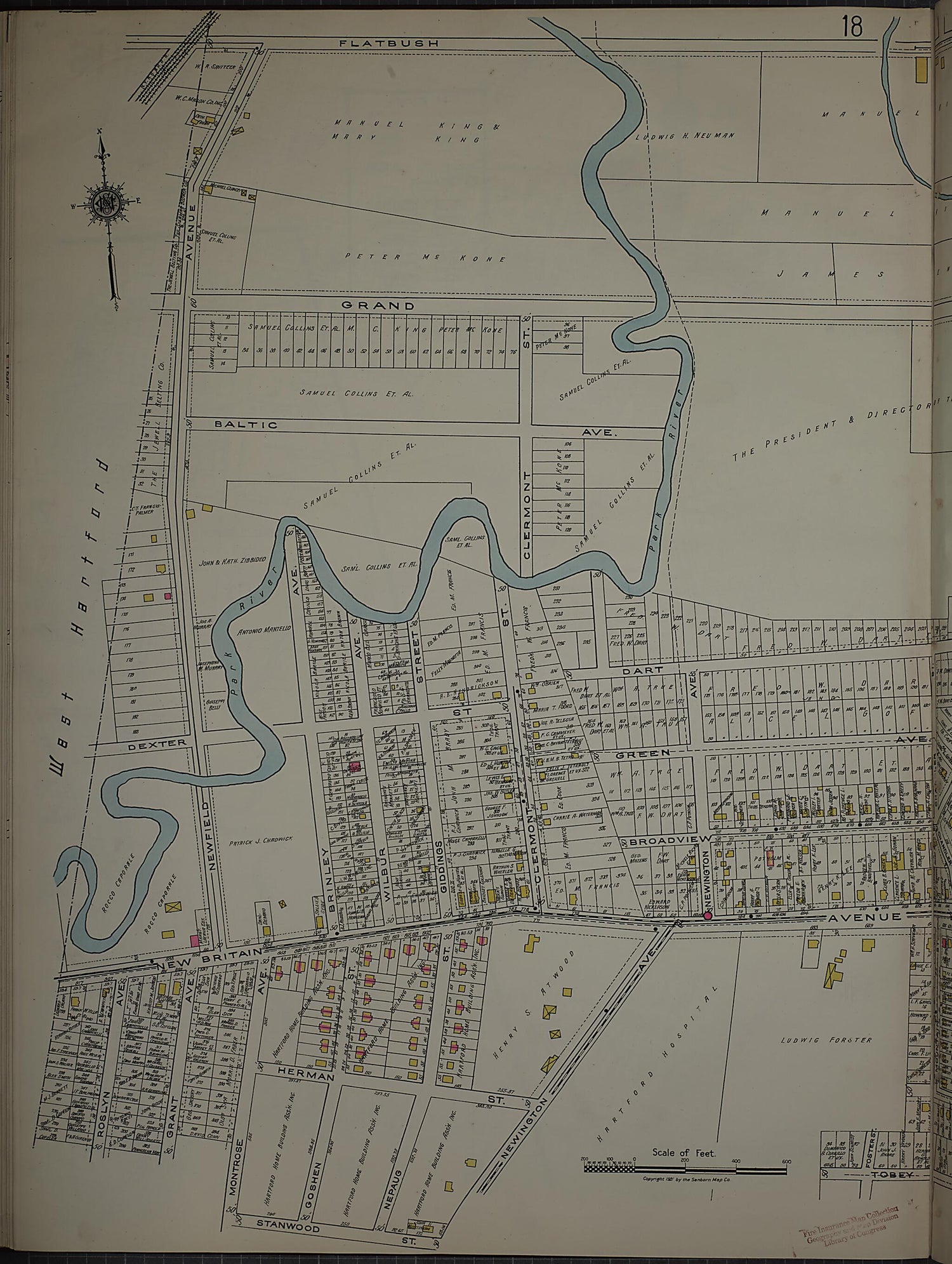 This old map of West Hartford, Hartford County, Connecticut was created by Sanborn Map Company in 1920