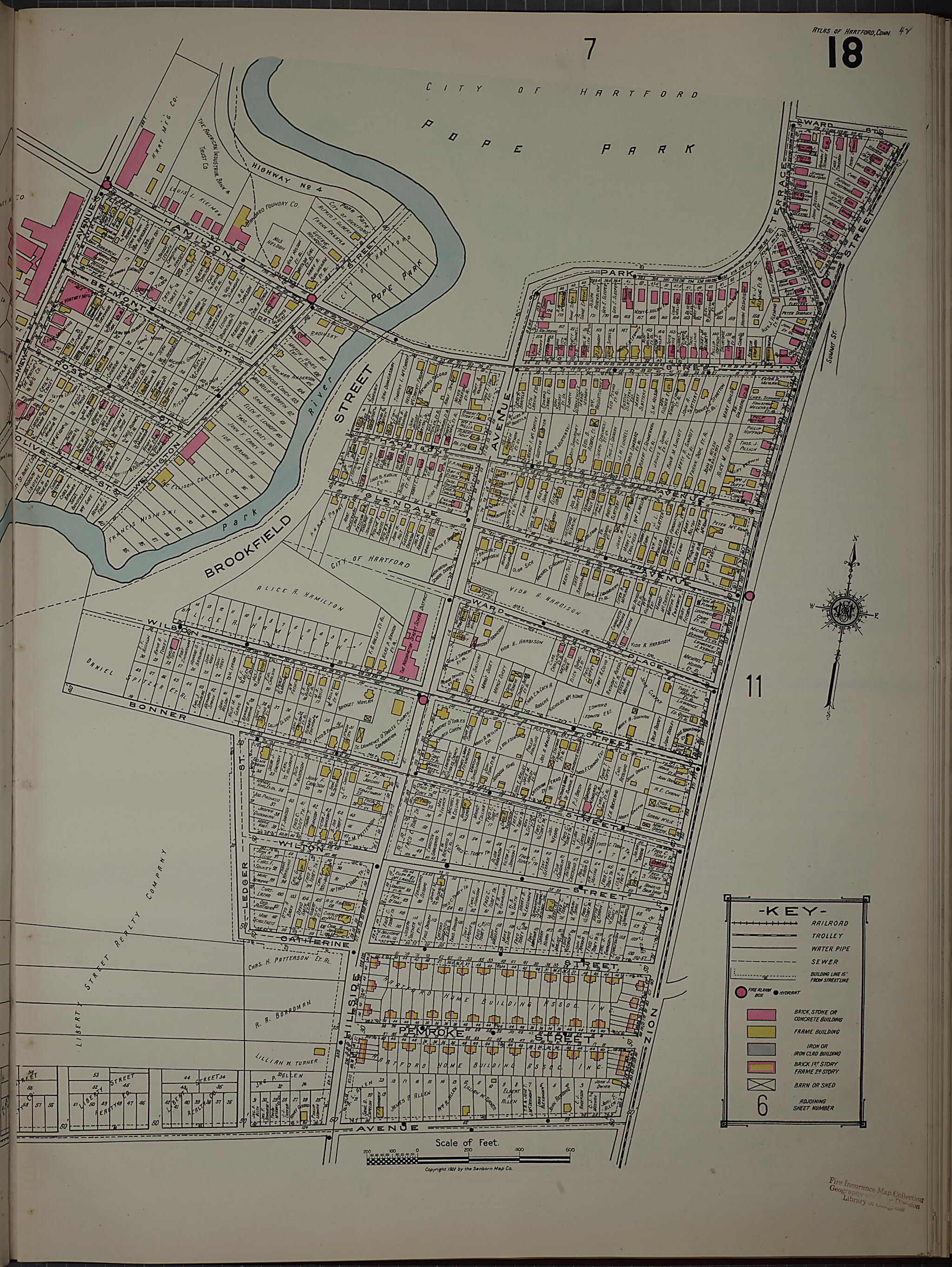 This old map of West Hartford, Hartford County, Connecticut was created by Sanborn Map Company in 1920
