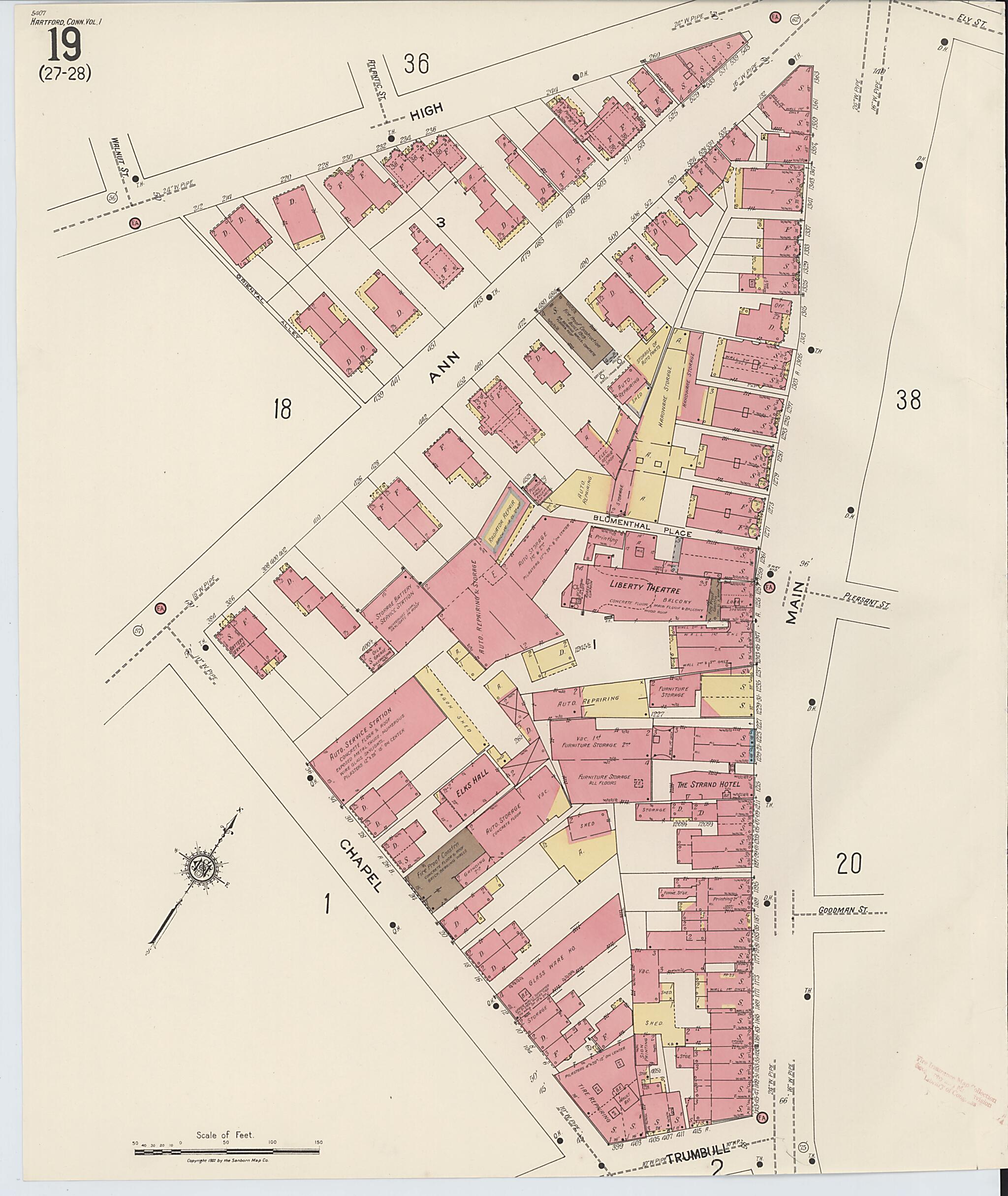 This old map of West Hartford, Hartford County, Connecticut was created by Sanborn Map Company in 1922