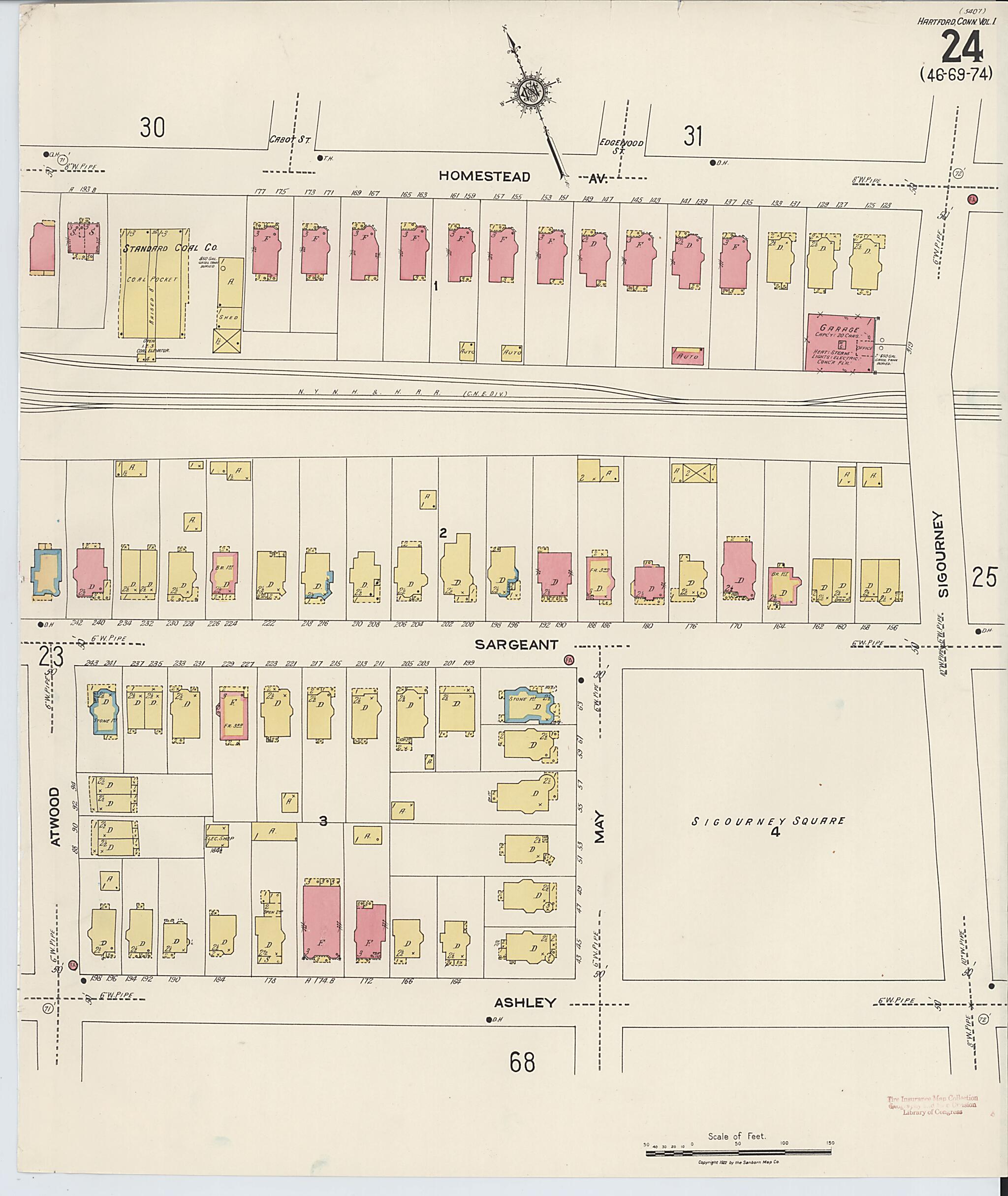This old map of West Hartford, Hartford County, Connecticut was created by Sanborn Map Company in 1922