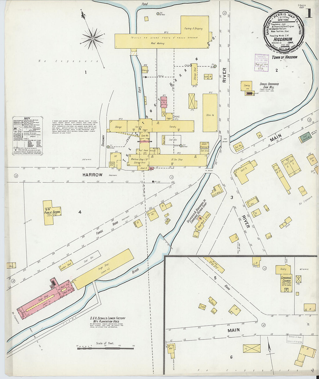 This old map of Higganum, Middlesex County, Connecticut was created by Sanborn Map Company in 1901