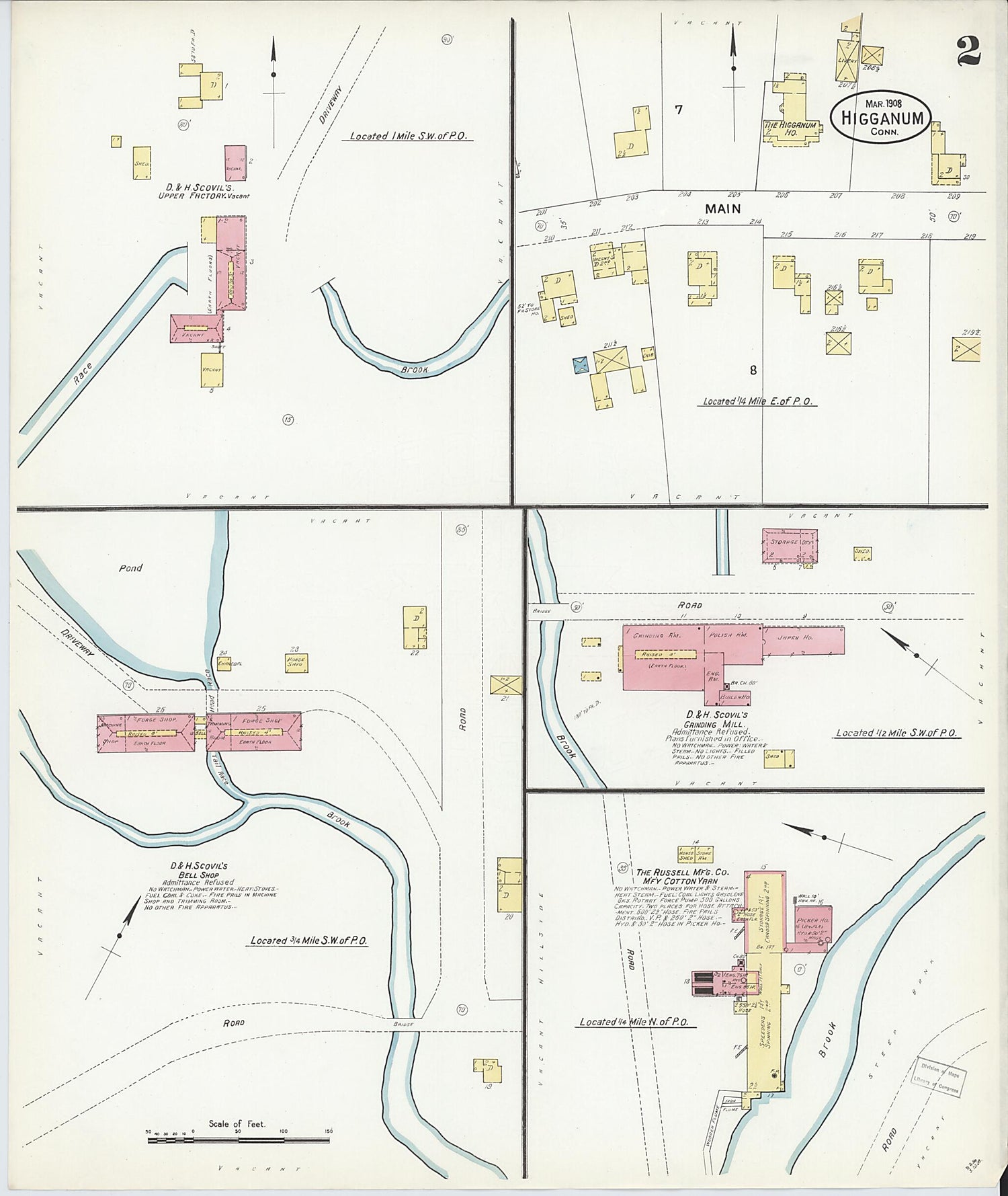 This old map of Higganum, Middlesex County, Connecticut was created by Sanborn Map Company in 1908