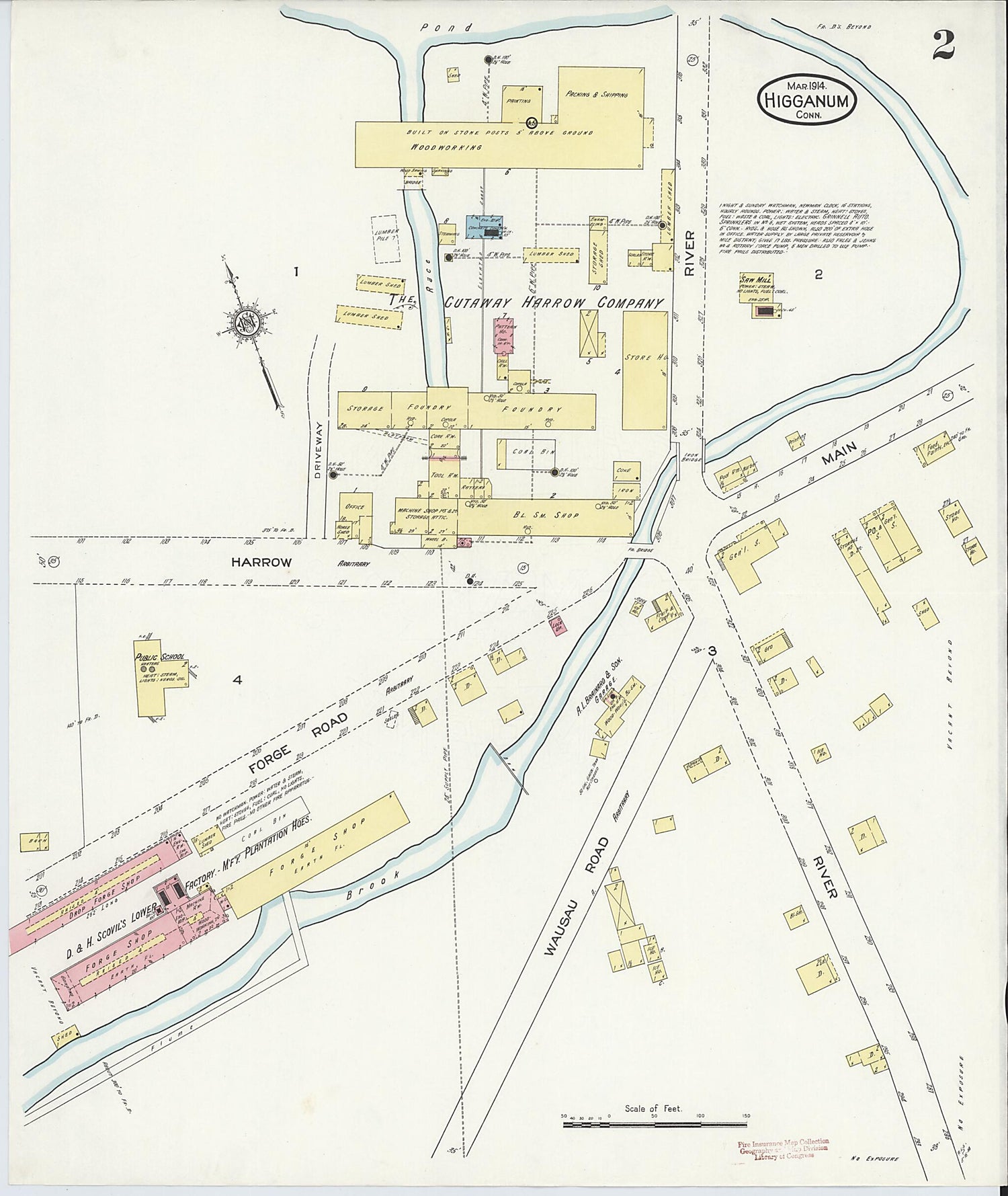 This old map of Higganum, Middlesex County, Connecticut was created by Sanborn Map Company in 1914