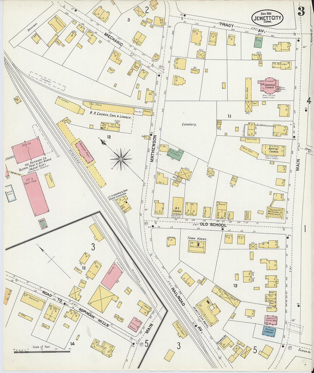 This old map of Jewett City, New London County, Connecticut was created by Sanborn Map Company in 1901