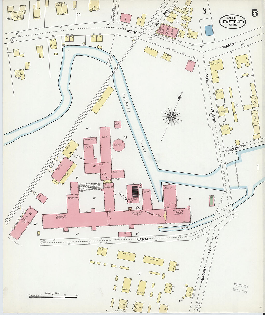 This old map of Jewett City, New London County, Connecticut was created by Sanborn Map Company in 1901