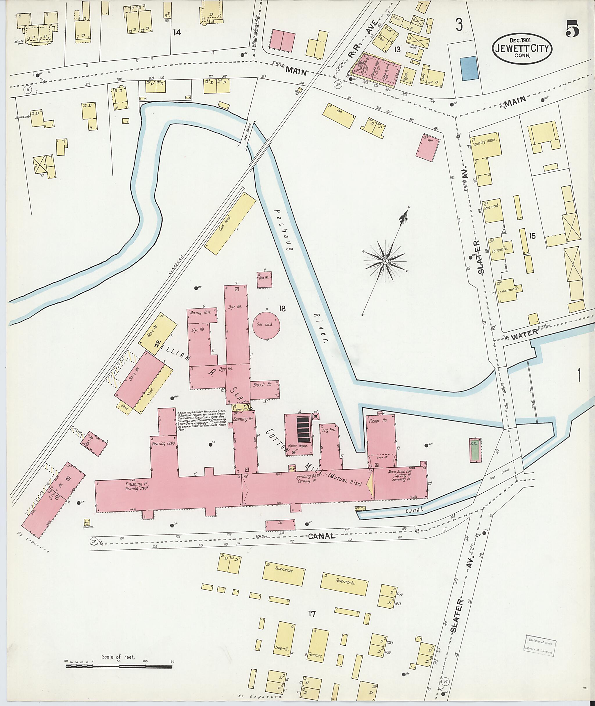 This old map of Jewett City, New London County, Connecticut was created by Sanborn Map Company in 1901