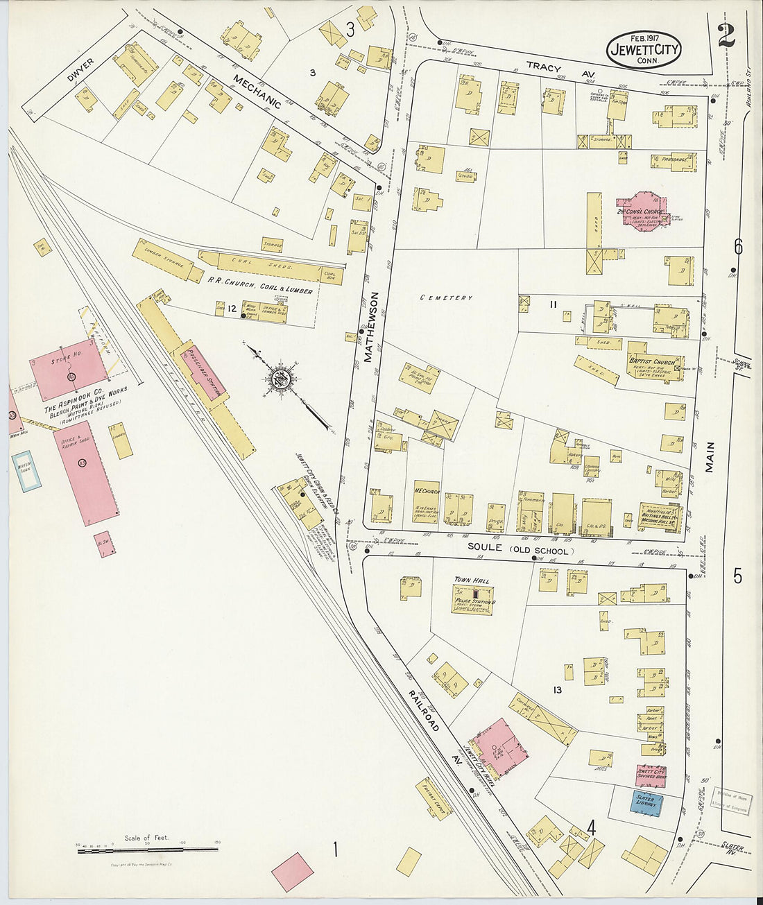 This old map of Jewett City, New London County, Connecticut was created by Sanborn Map Company in 1917