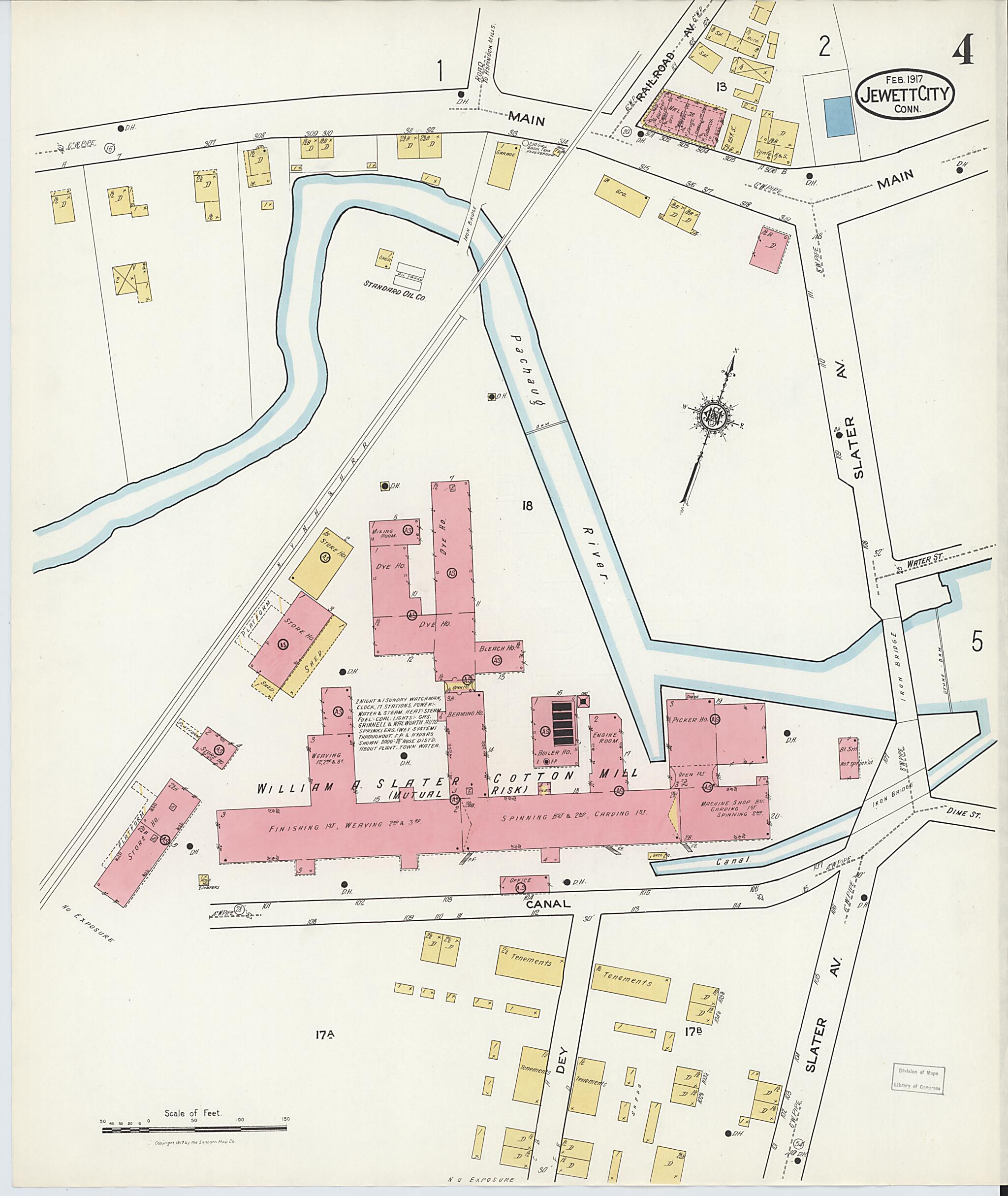This old map of Jewett City, New London County, Connecticut was created by Sanborn Map Company in 1917