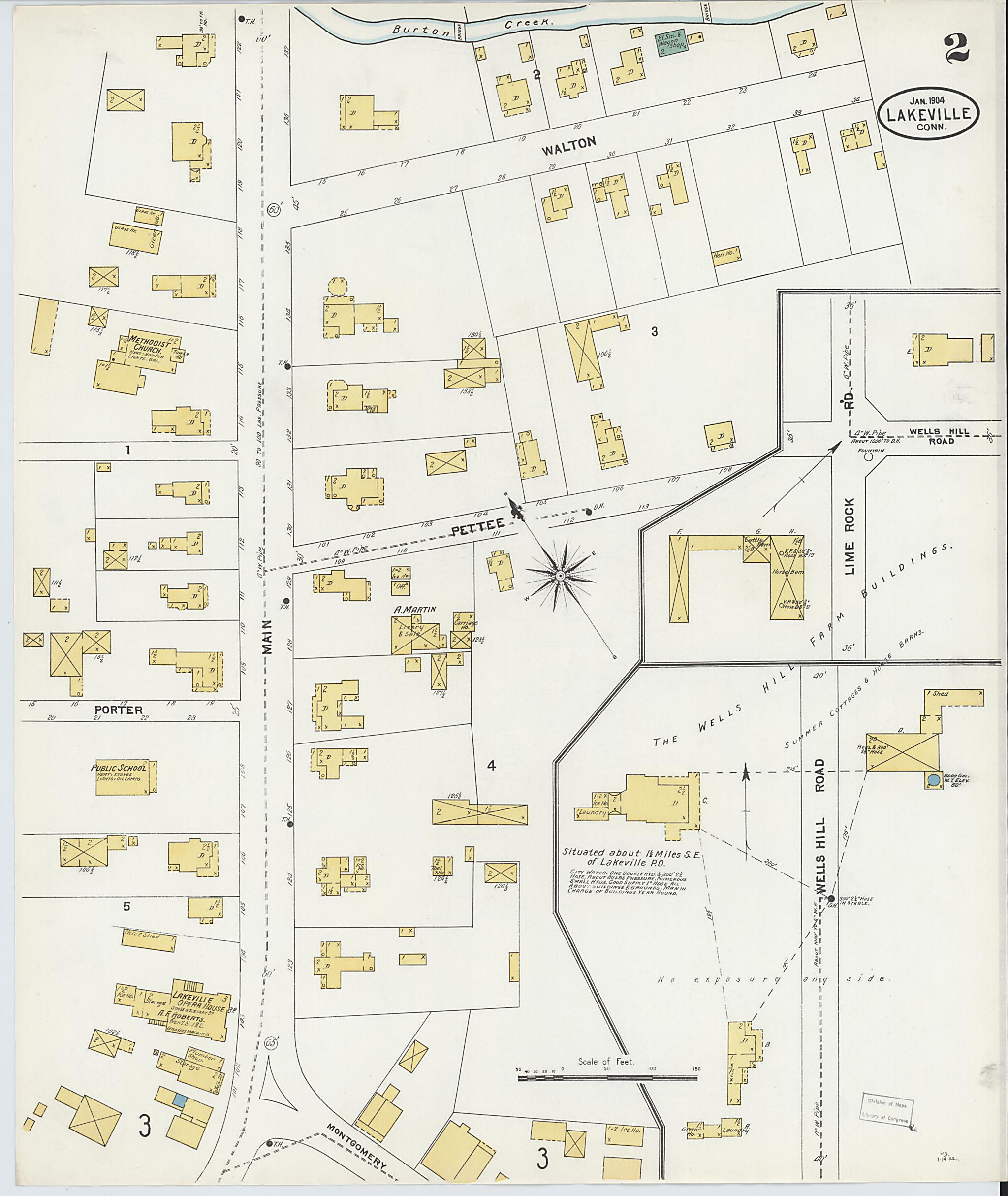 This old map of Lakeville, Litchfield County, Connecticut was created by Sanborn Map Company in 1904