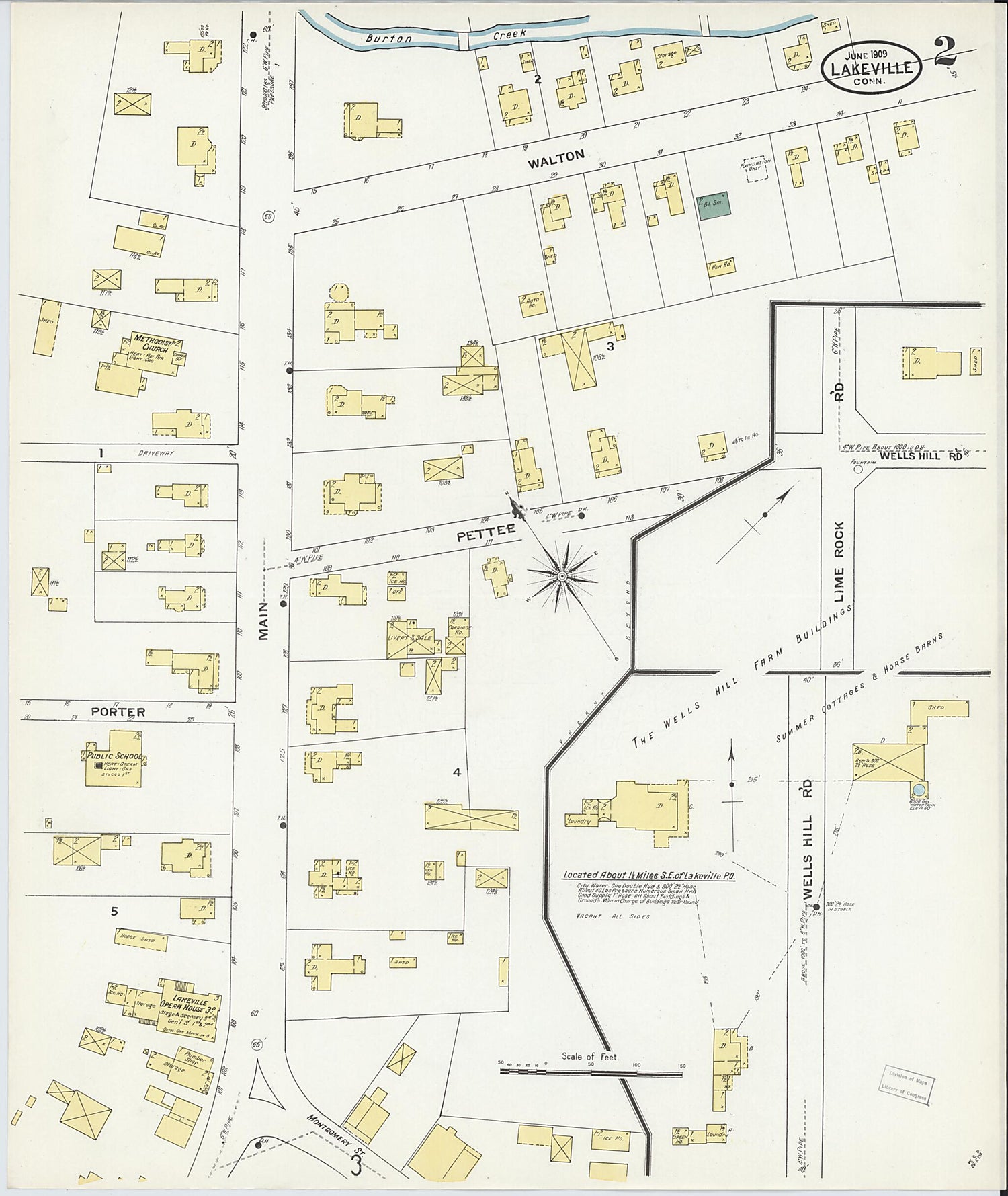 This old map of Lakeville, Litchfield County, Connecticut was created by Sanborn Map Company in 1909