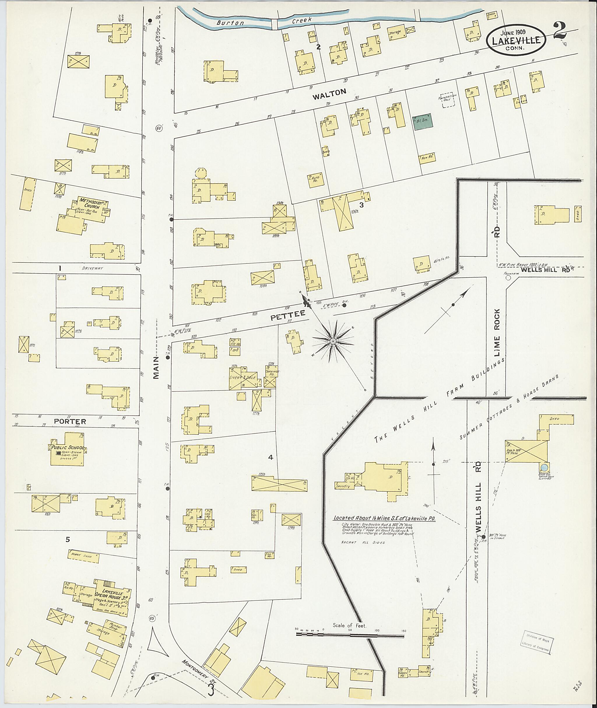 This old map of Lakeville, Litchfield County, Connecticut was created by Sanborn Map Company in 1909