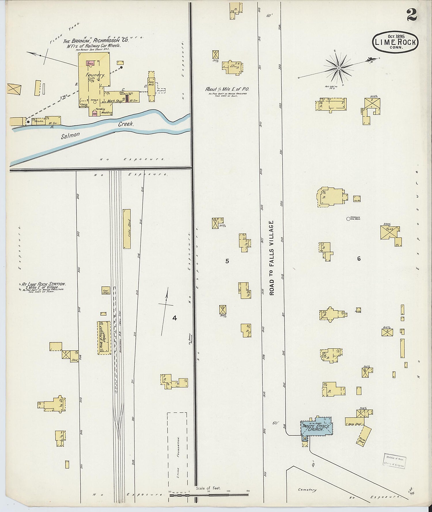 This old map of Lime Rock, Litchfield County, Connecticut was created by Sanborn Map Company in 1895