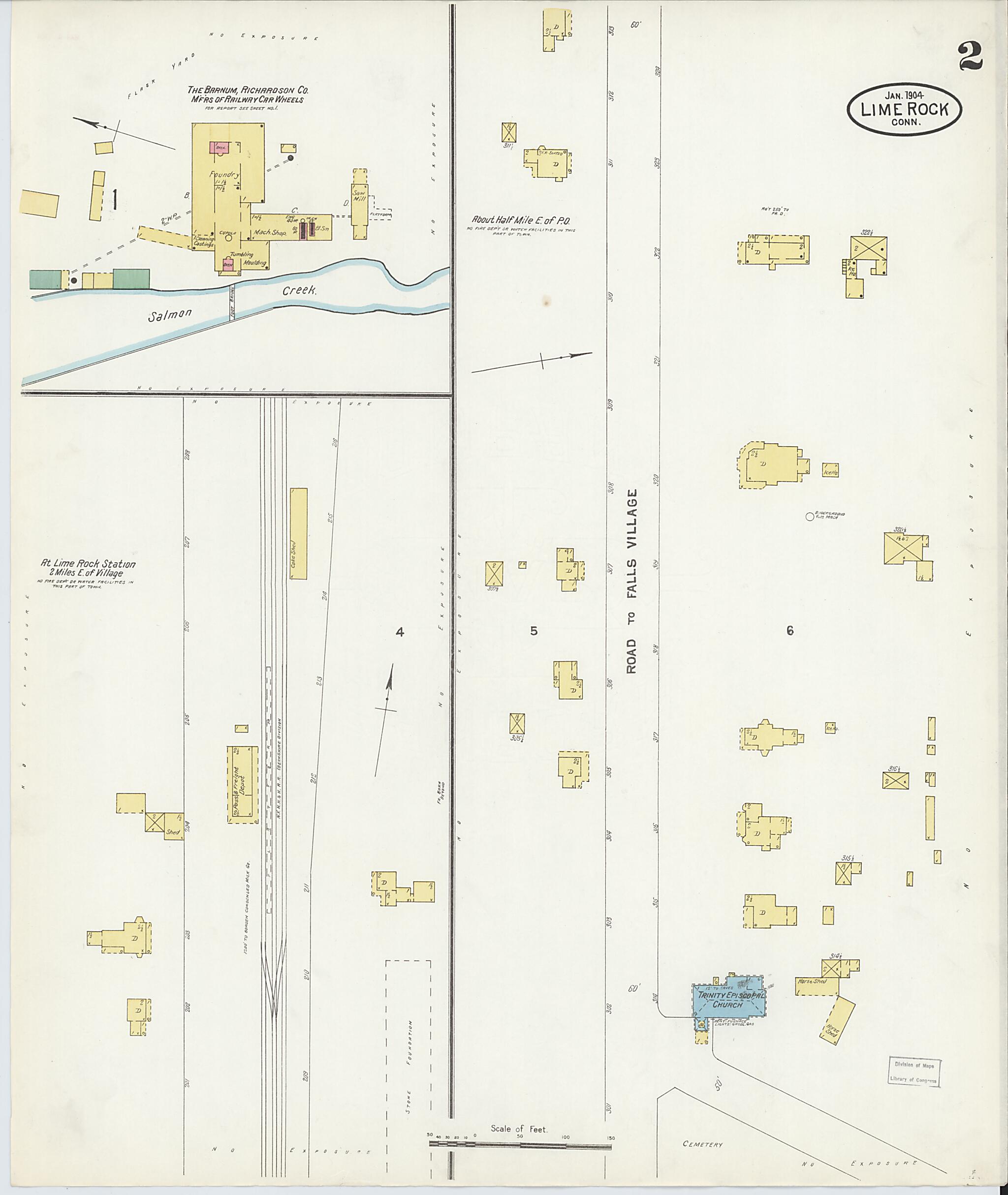 This old map of Lime Rock, Litchfield County, Connecticut was created by Sanborn Map Company in 1904