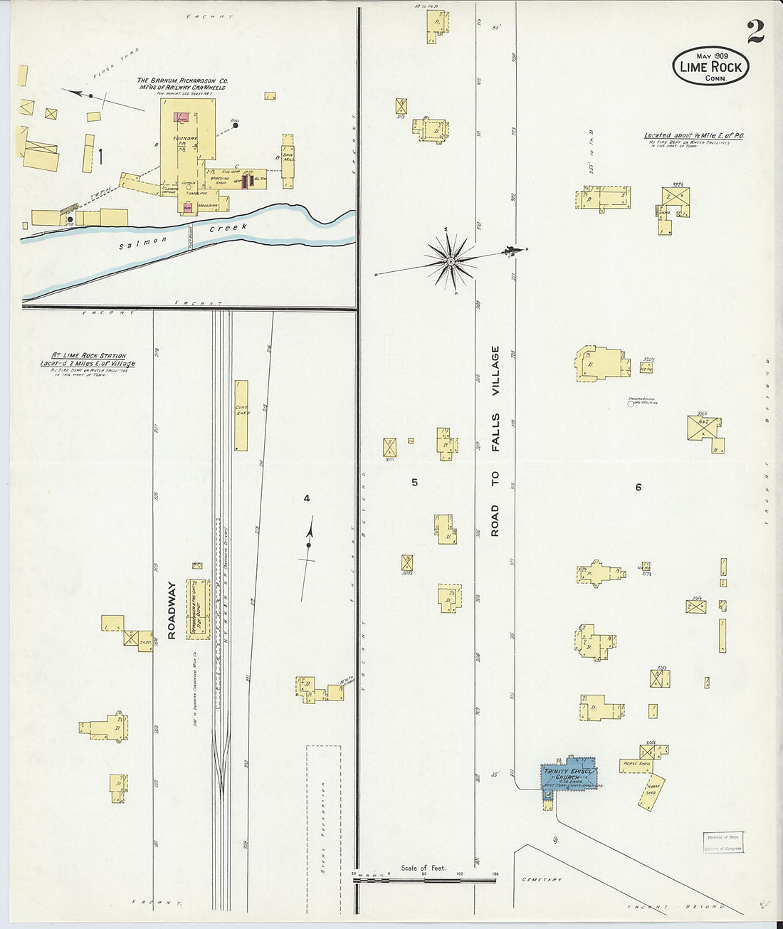 This old map of Lime Rock, Litchfield County, Connecticut was created by Sanborn Map Company in 1909