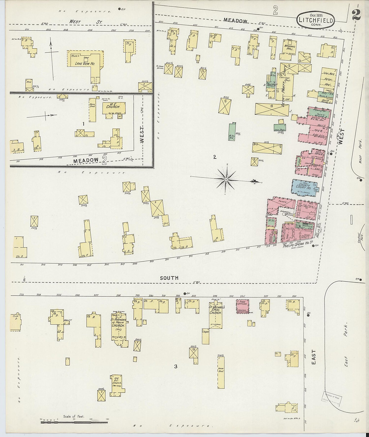 This old map of Litchfield, Litchfield County, Connecticut was created by Sanborn Map Company in 1895