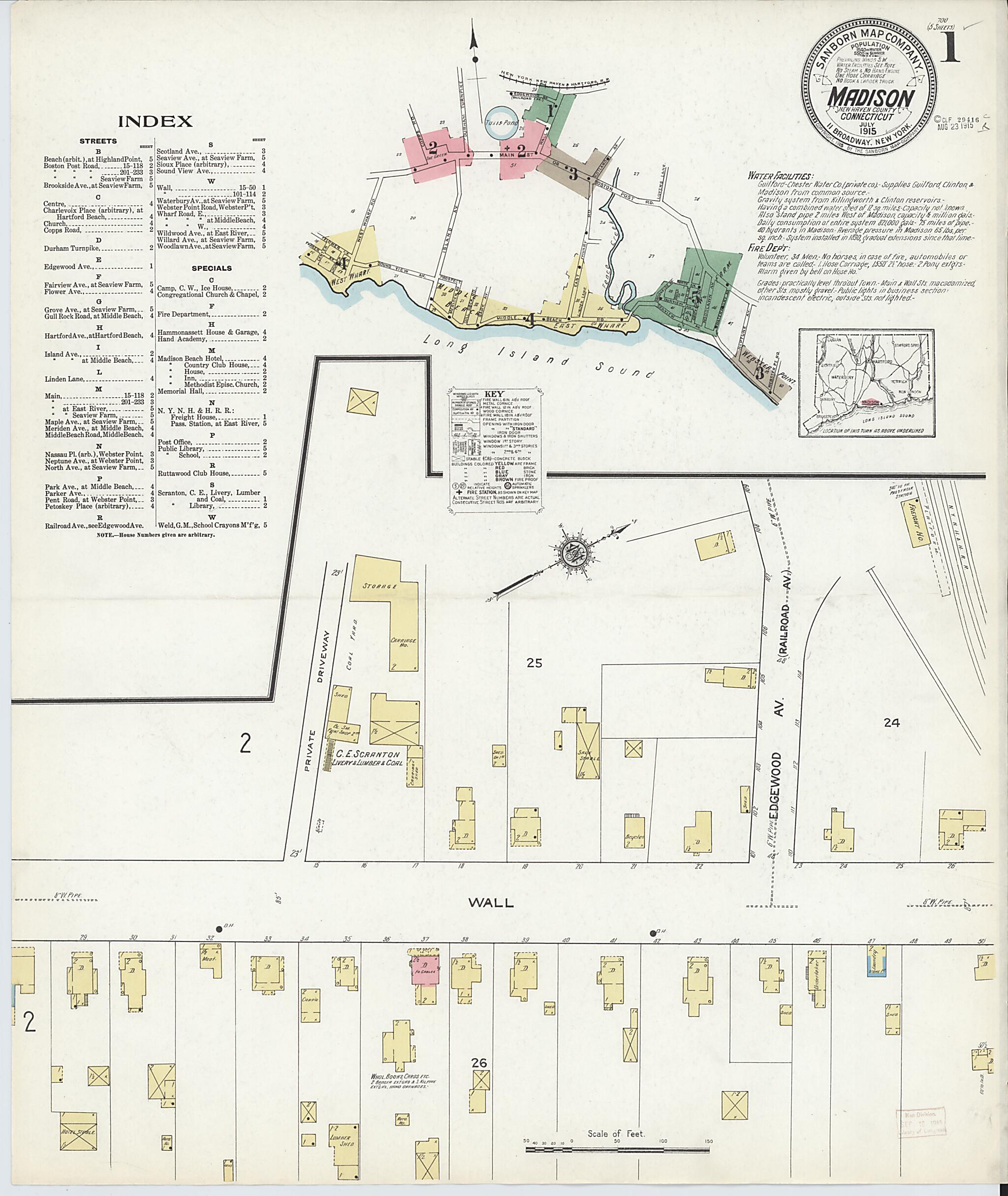 This old map of Madison, New Haven County, Connecticut was created by Sanborn Map Company in 1915