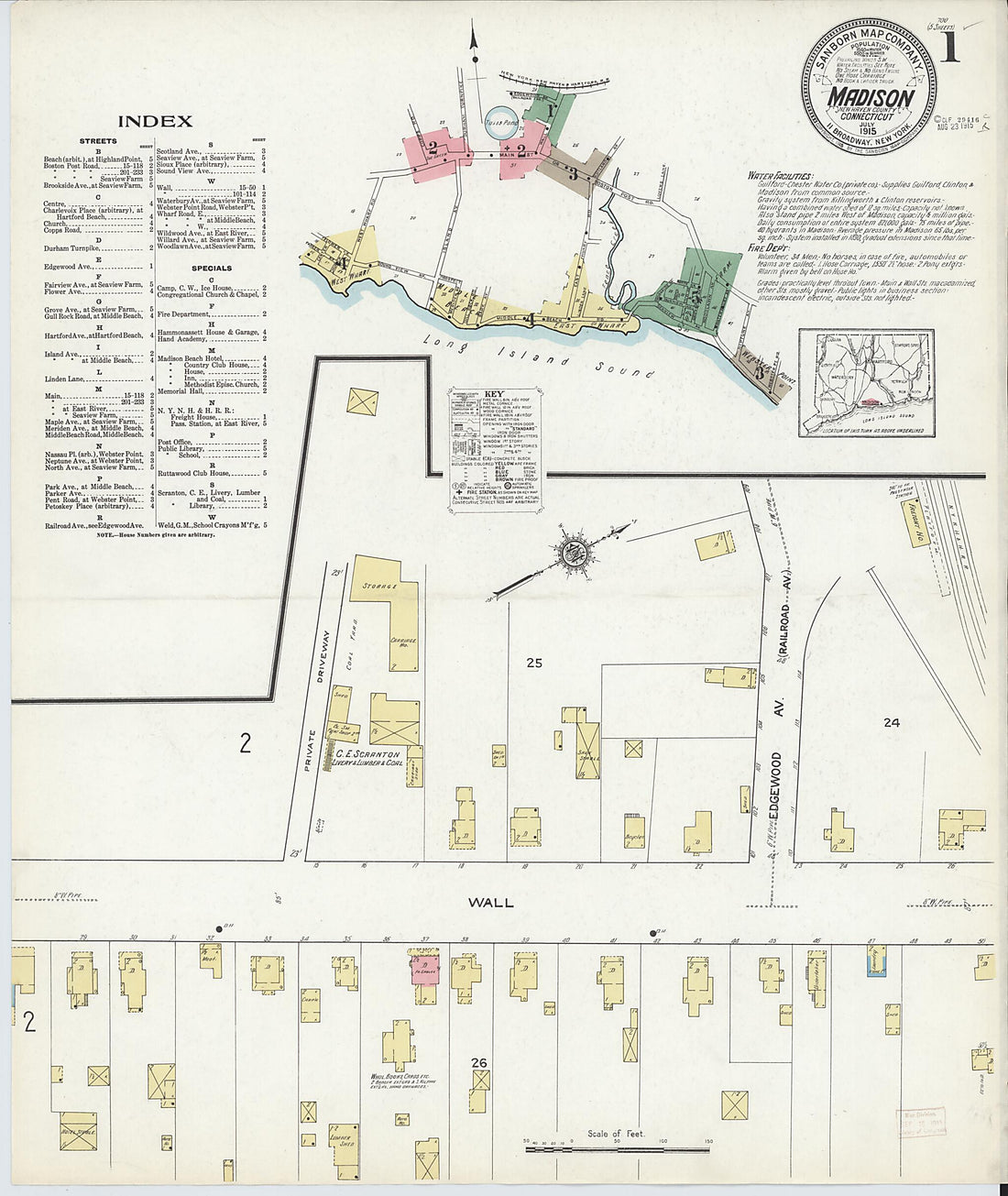This old map of Madison, New Haven County, Connecticut was created by Sanborn Map Company in 1915