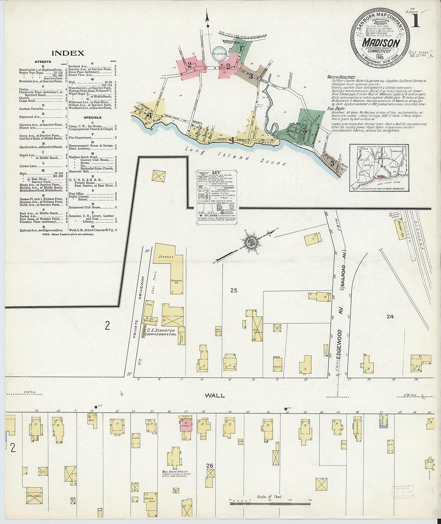 This old map of Madison, New Haven County, Connecticut was created by Sanborn Map Company in 1915