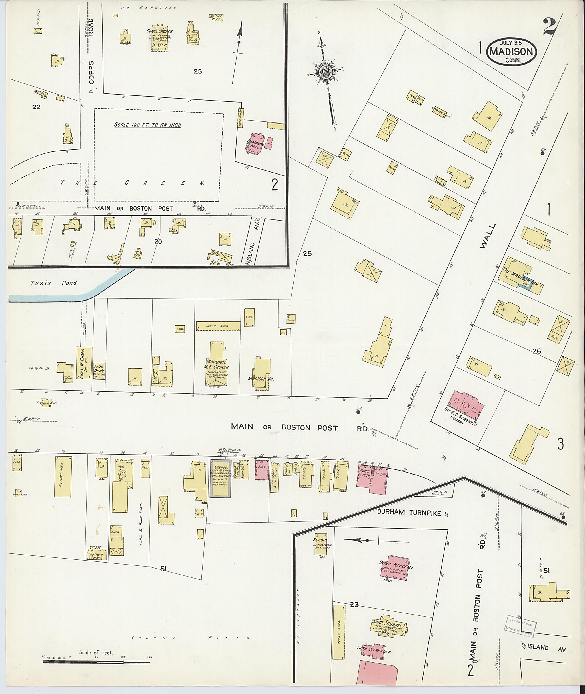 This old map of Madison, New Haven County, Connecticut was created by Sanborn Map Company in 1915