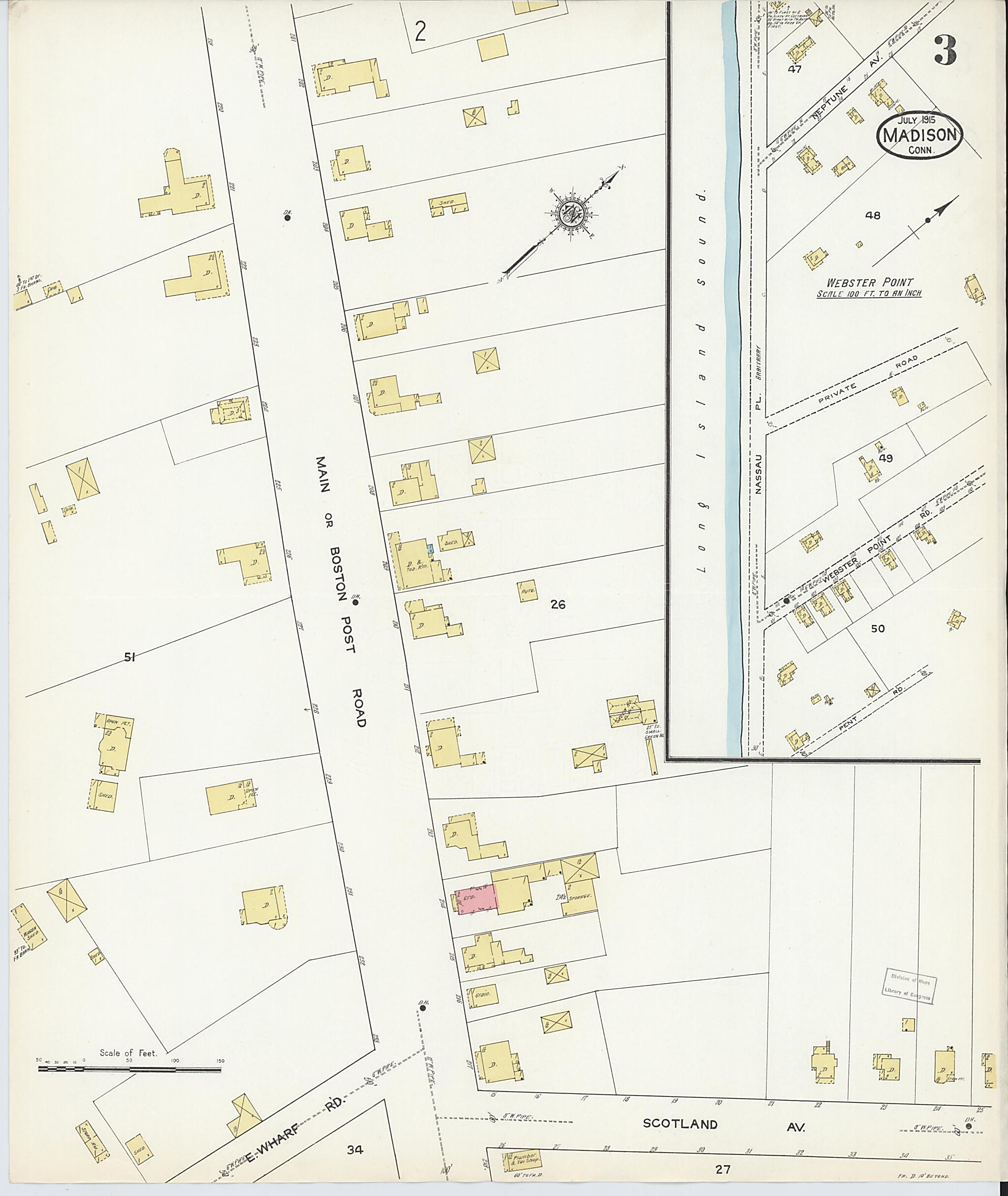 This old map of Madison, New Haven County, Connecticut was created by Sanborn Map Company in 1915