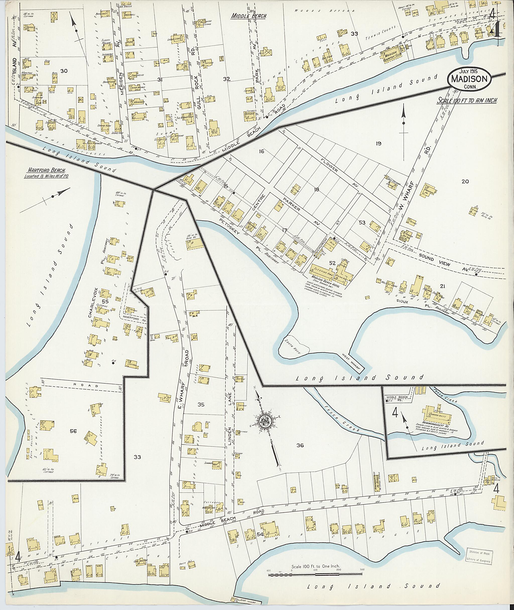 This old map of Madison, New Haven County, Connecticut was created by Sanborn Map Company in 1915