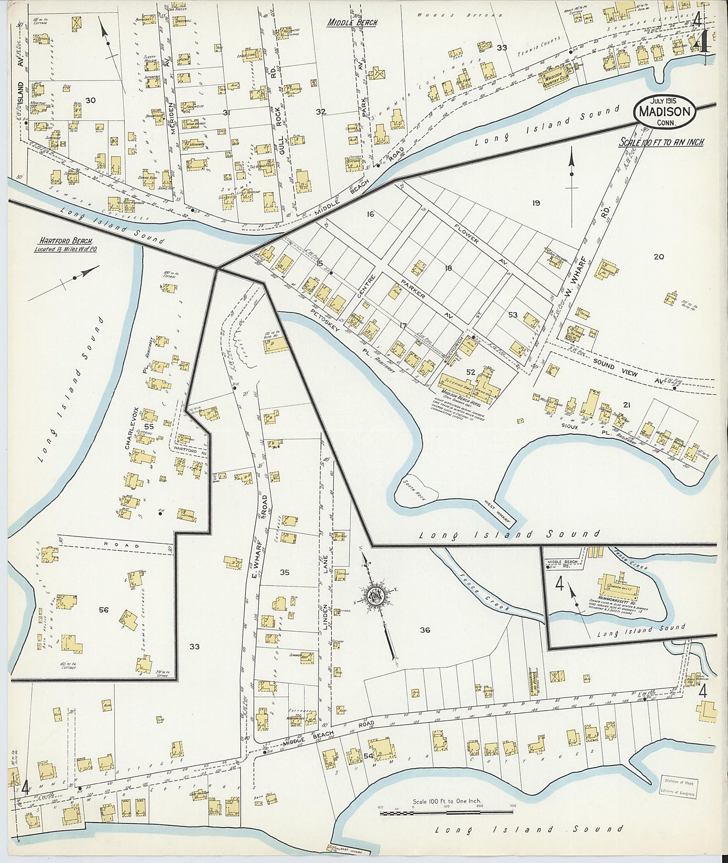 This old map of Madison, New Haven County, Connecticut was created by Sanborn Map Company in 1915