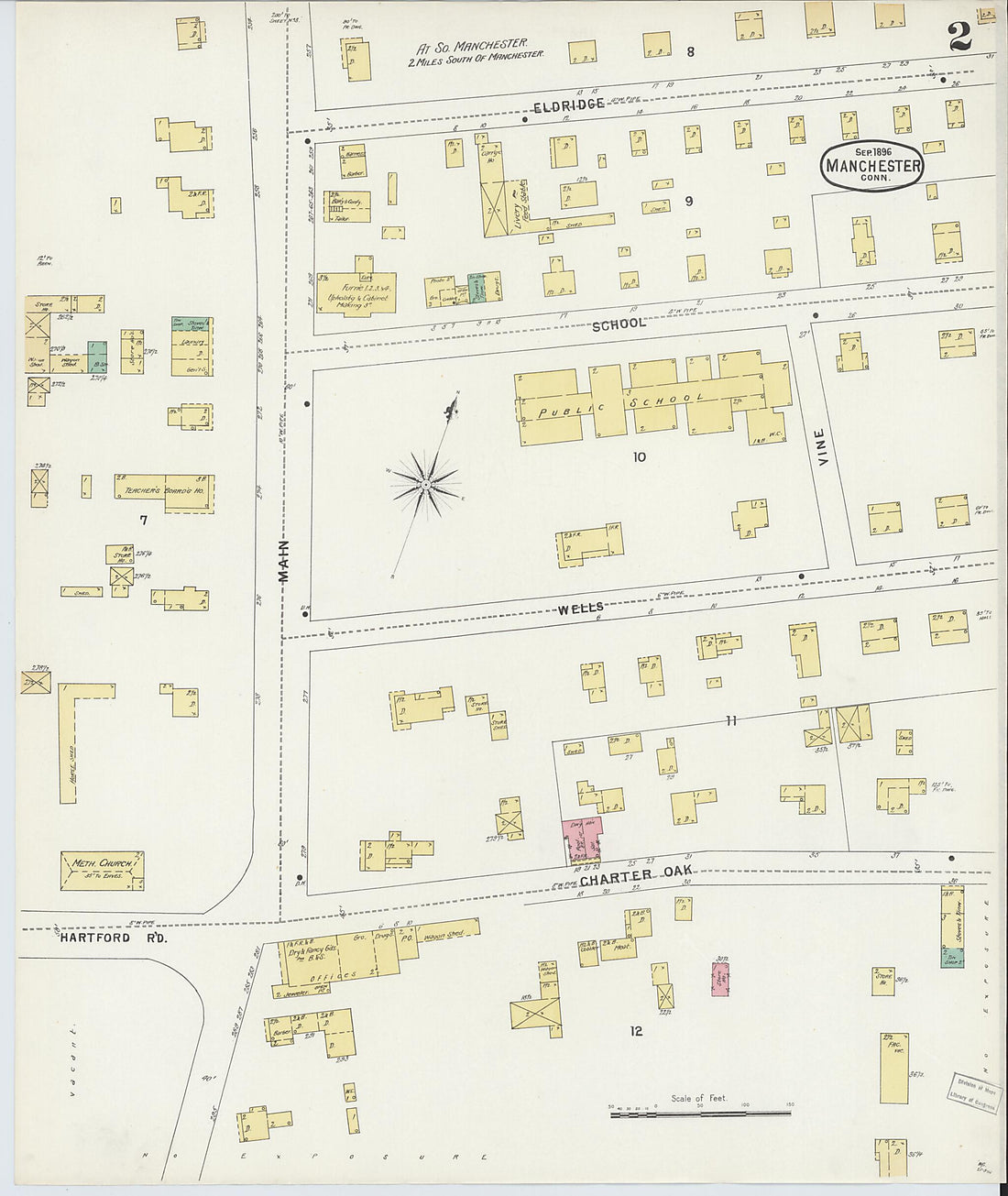 This old map of Manchester, Hartford County, Connecticut was created by Sanborn Map Company in 1896