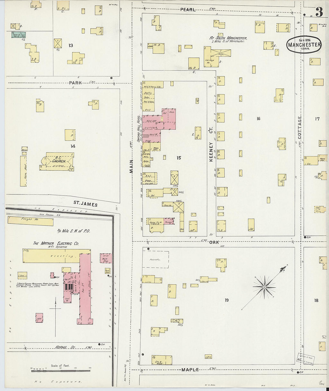 This old map of Manchester, Hartford County, Connecticut was created by Sanborn Map Company in 1896