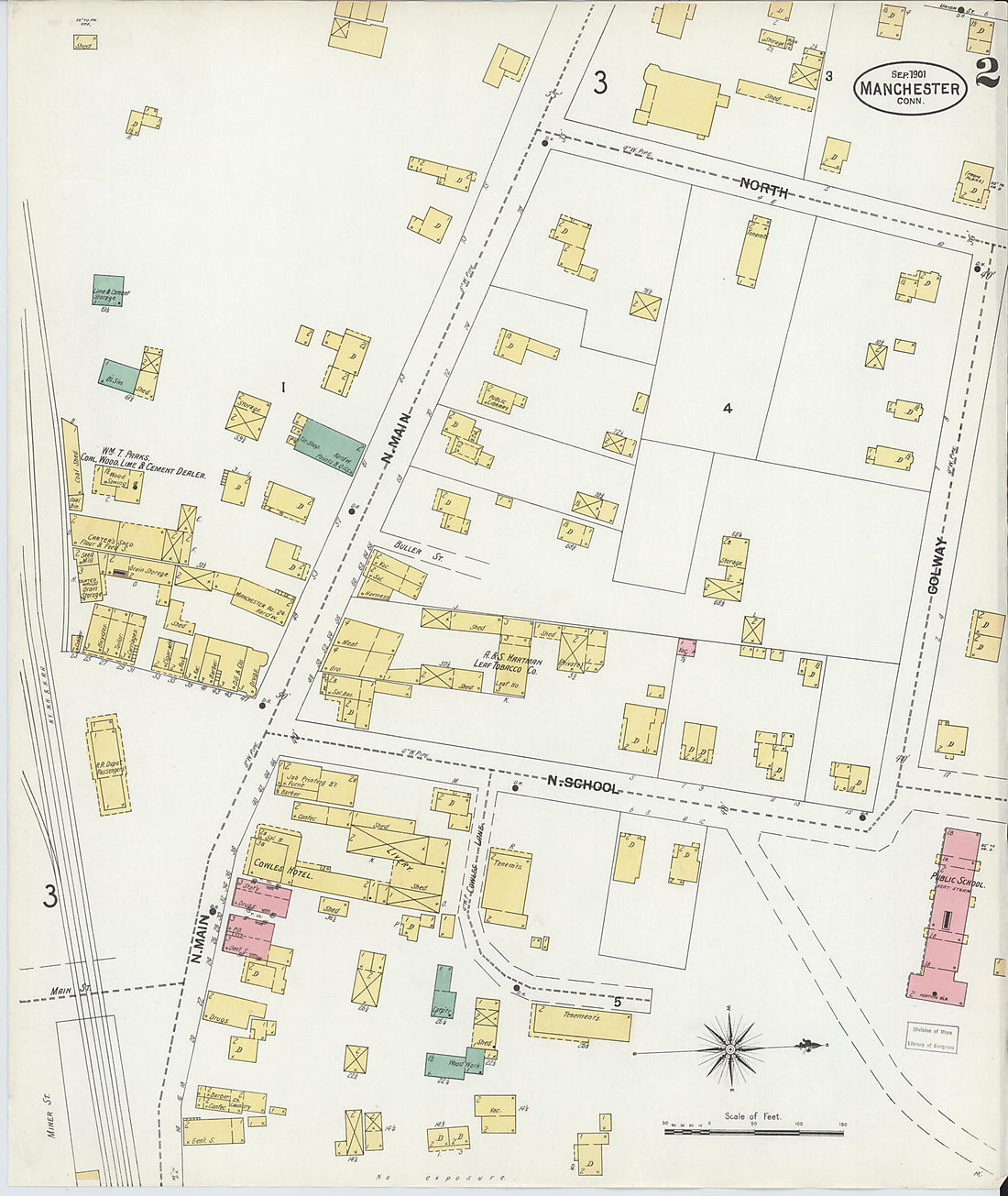 This old map of Manchester, Hartford County, Connecticut was created by Sanborn Map Company in 1901