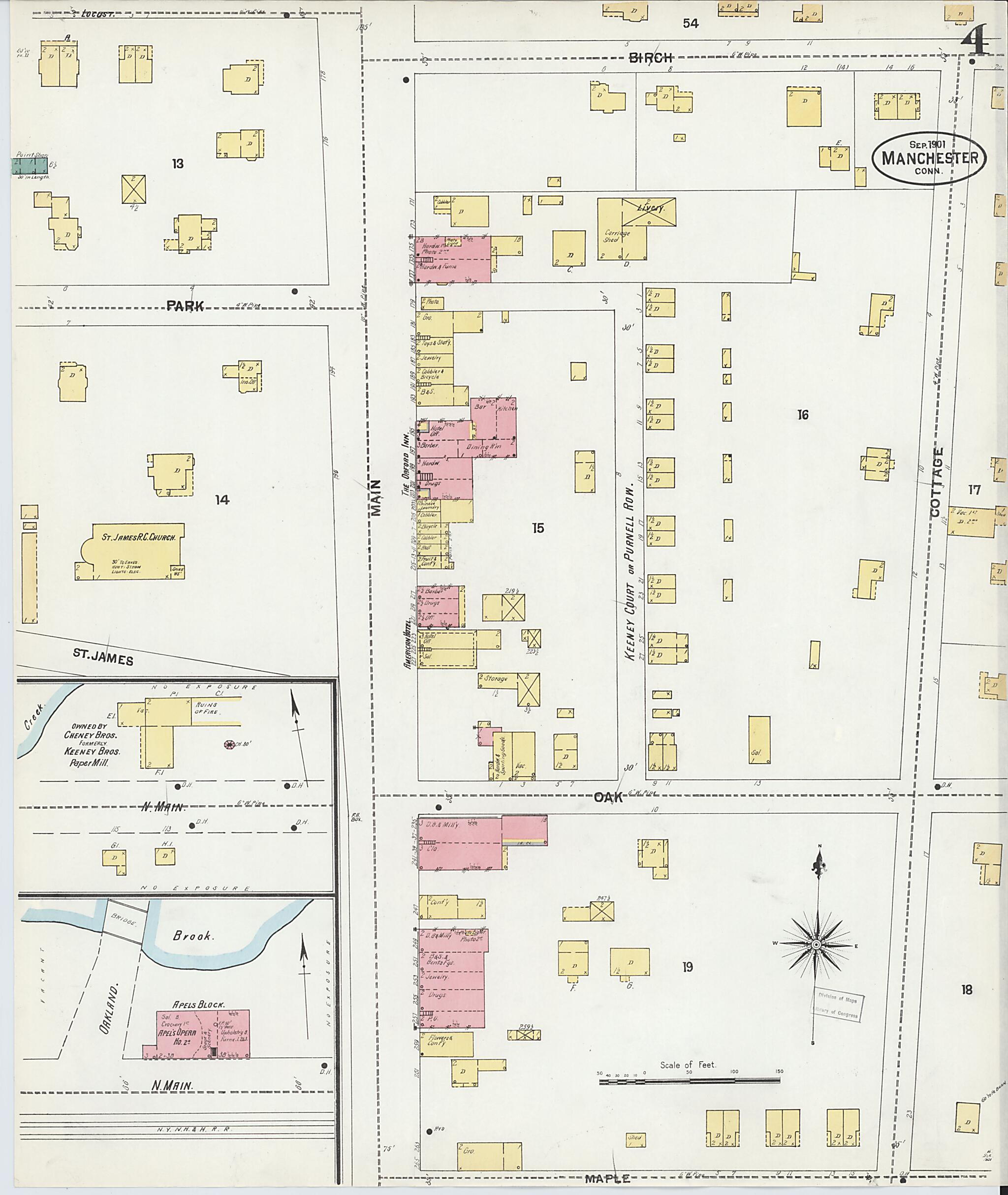 This old map of Manchester, Hartford County, Connecticut was created by Sanborn Map Company in 1901