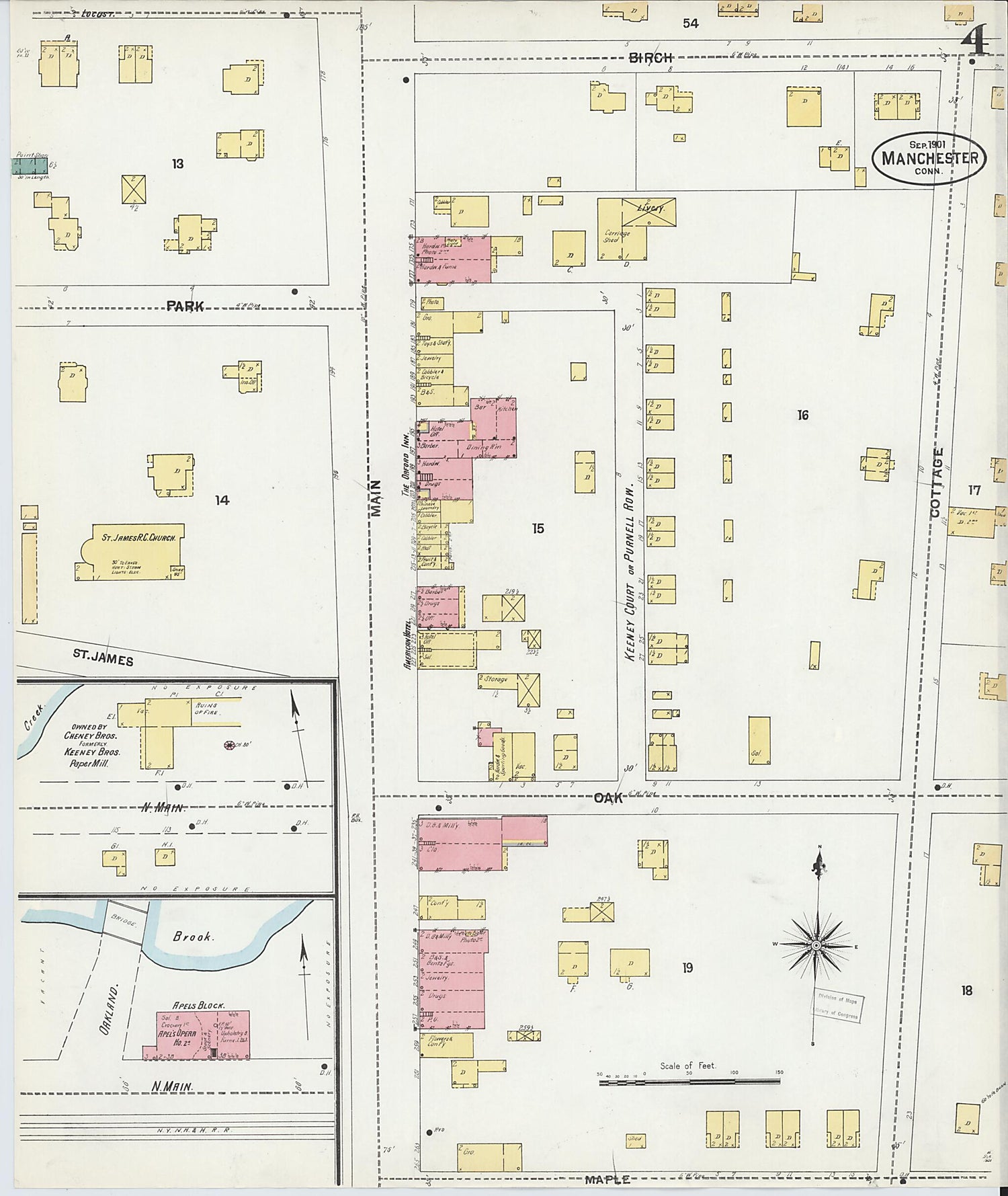 This old map of Manchester, Hartford County, Connecticut was created by Sanborn Map Company in 1901