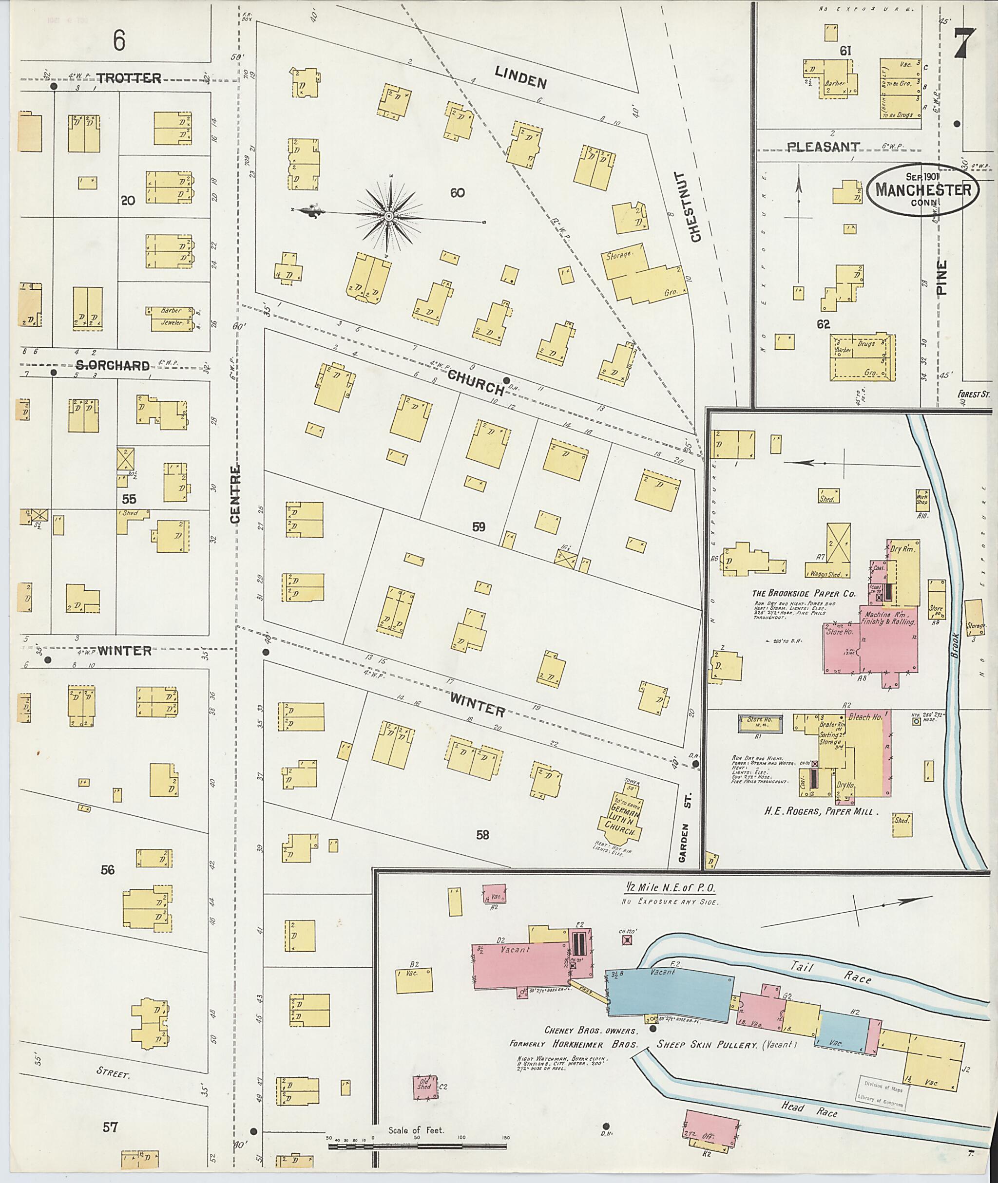 This old map of Manchester, Hartford County, Connecticut was created by Sanborn Map Company in 1901